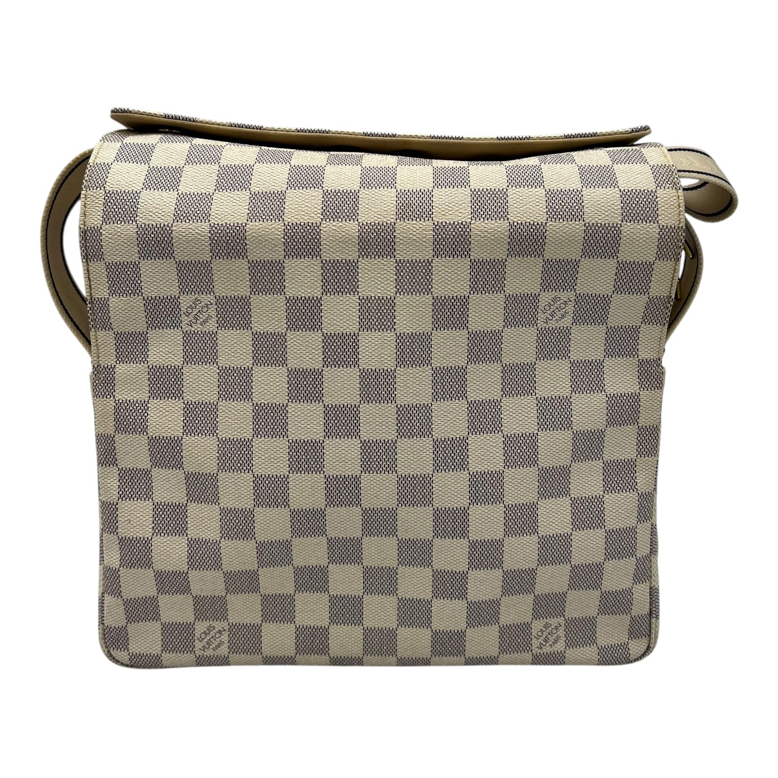 Louis Vuitton Naviglio Crossbody Bag Damier Azur in Coated Canvas, Enamel hardware_2