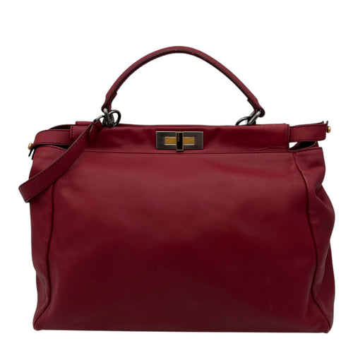 Fendi Peekaboo Top Handle Bag Red in Calfskin, Mixed hardware_19
