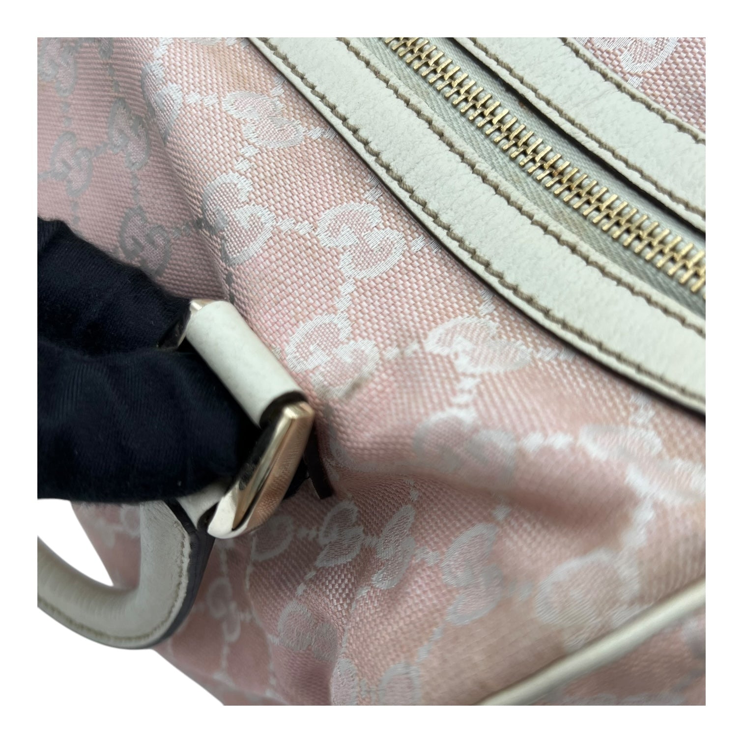 Gucci GG Top Handle Bag Pink in Canvas, Light Gold hardware_15