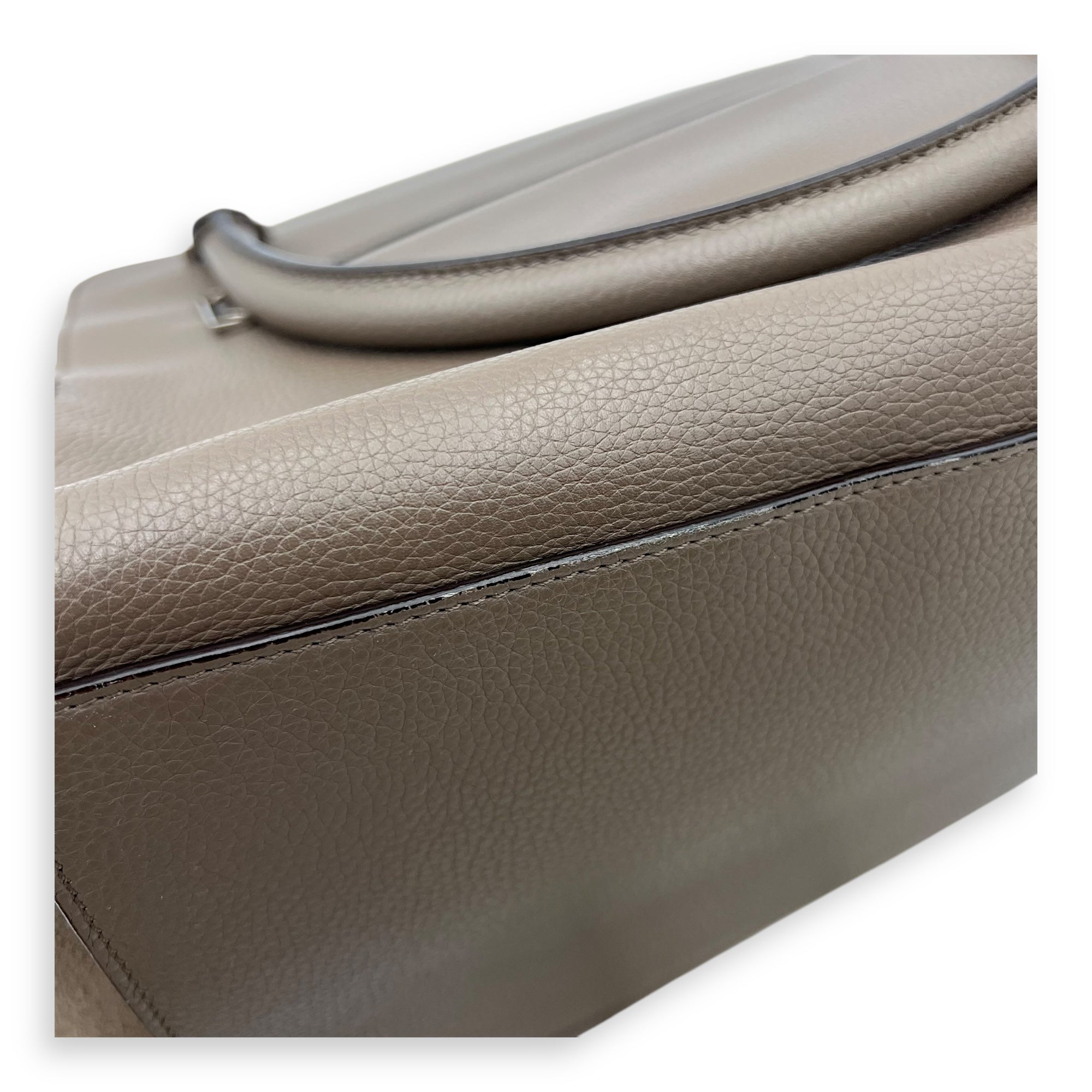 Celine Trapeze Top Handle Bag Brown in Calfskin, Silver hardware_9