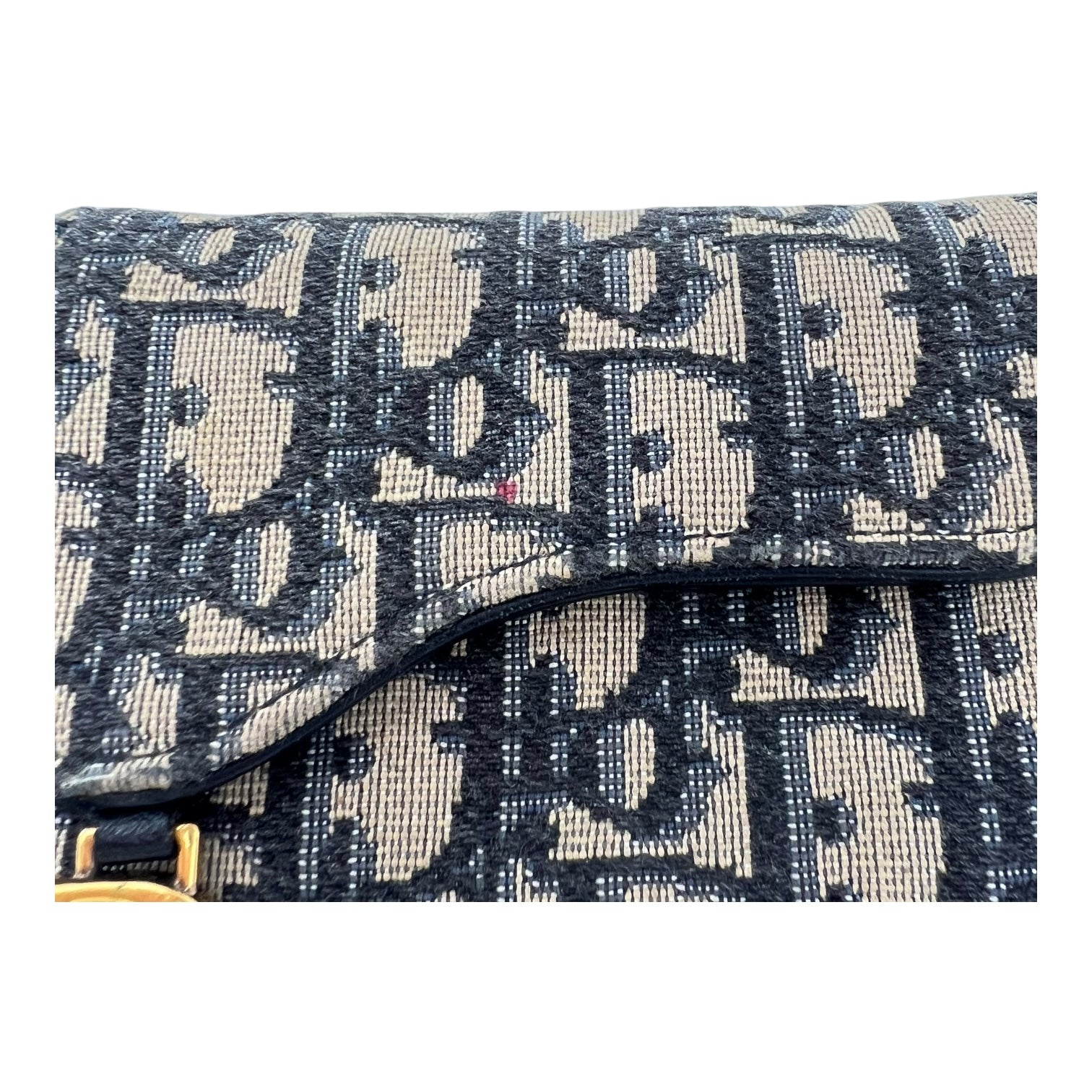 Christian Dior Saddle Wallet Blue in Jacquard, Gold hardware_7