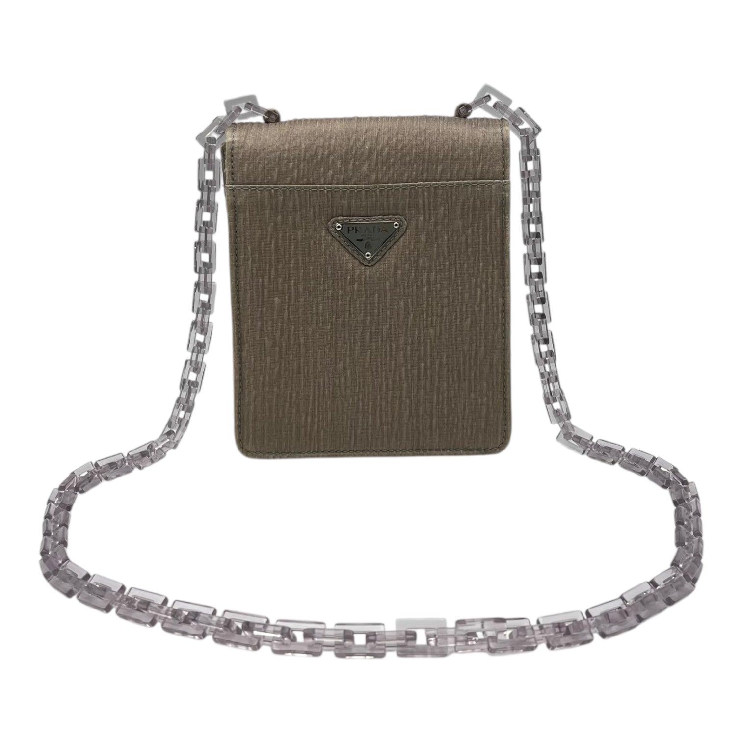 Prada Logo Shoulder Bag Beige in Others, Silver hardware_7