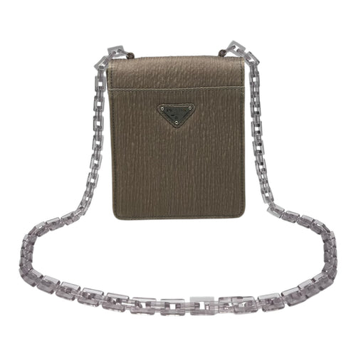 Prada Logo Shoulder Bag Beige in Others, Silver hardware_7