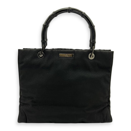Gucci Bamboo Top Handle Bag Black in Nylon_1