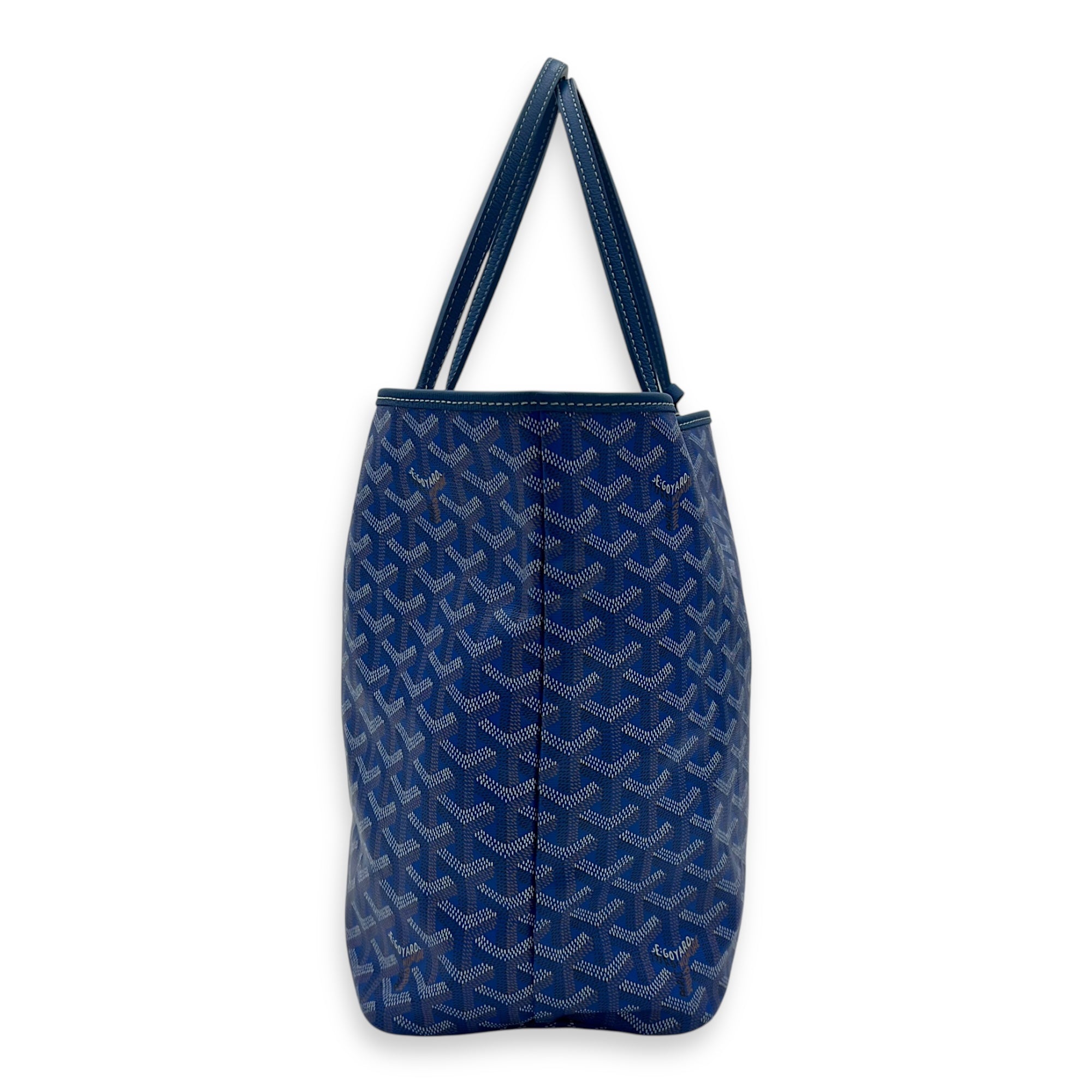 Goyard Saint Louis Tote Bag Blue in Coated Canvas, Silver hardware_4
