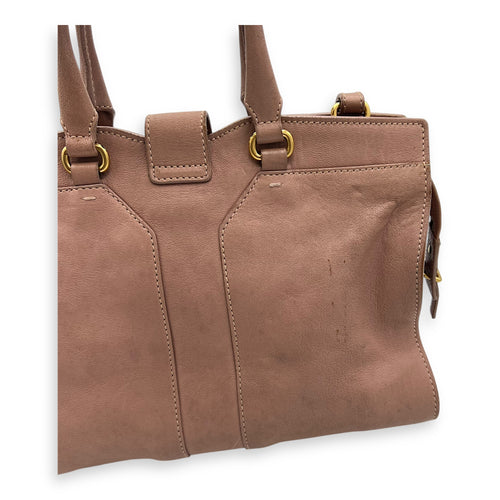 Saint Laurent Cabas Top Handle Bag Pink in Calfskin, Gold hardware_11