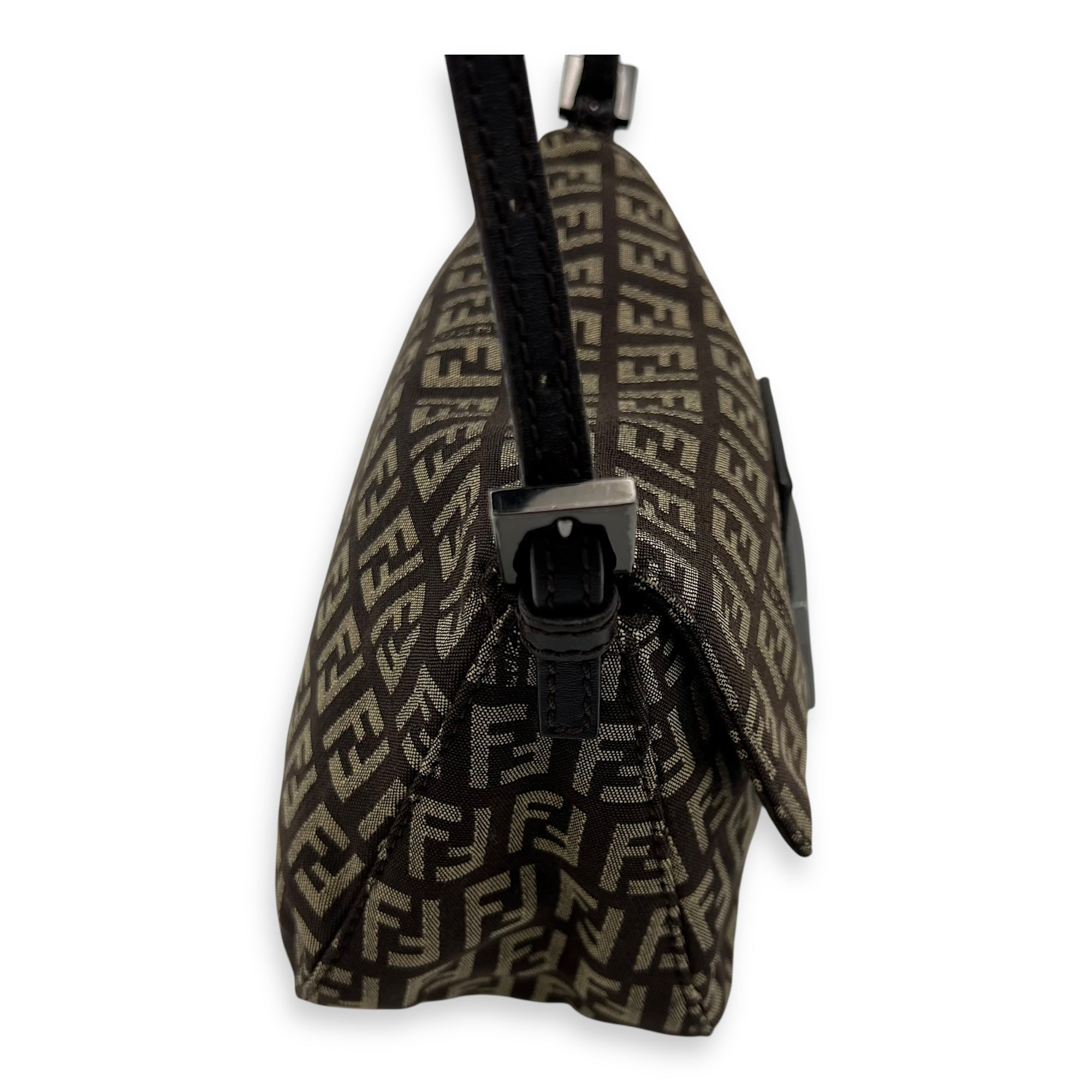 Fendi Zucca Shoulder Bag Brown in Jacquard, Silver hardware_7