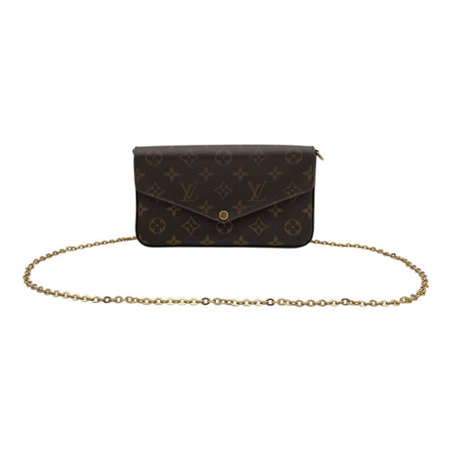 Louis Vuitton Felicie Wallet On Chain Brown in Monogram Coated Canvas, Gold hardware_9