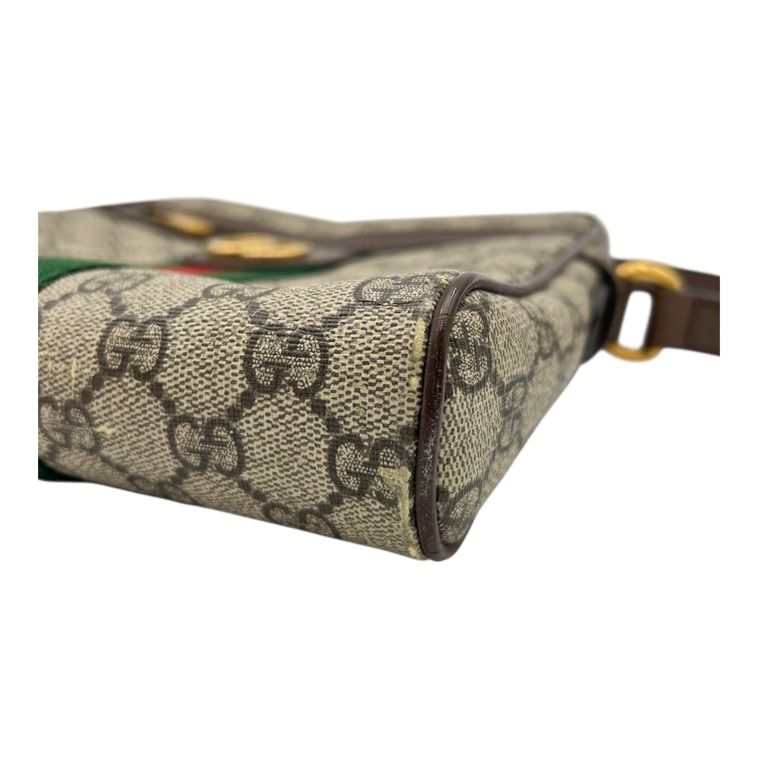 Gucci Ophidia Crossbody Bag Brown in Monogram Coated Canvas, Gold hardware_8