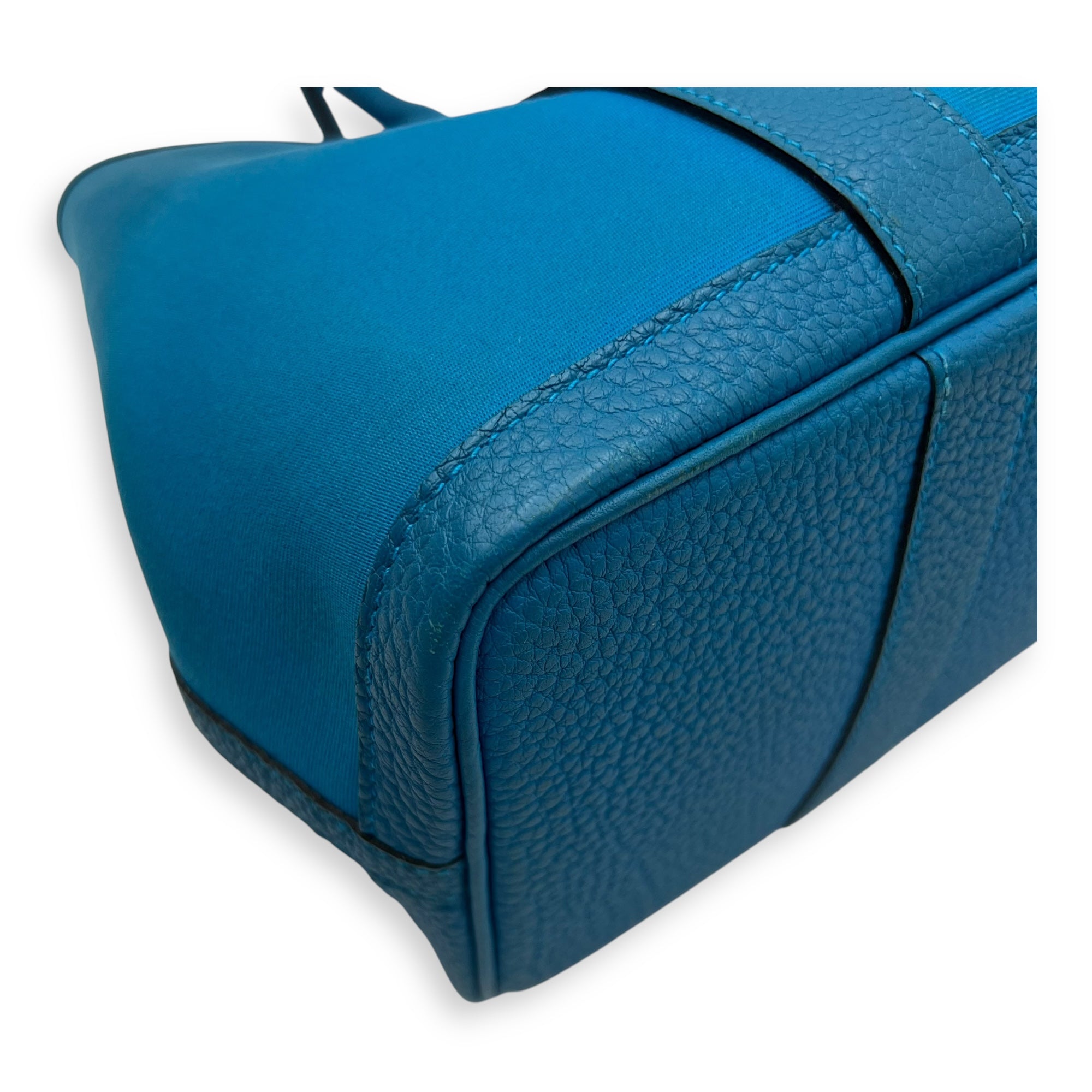 Hermès Garden Party Blue in Canvas, Silver hardware_7