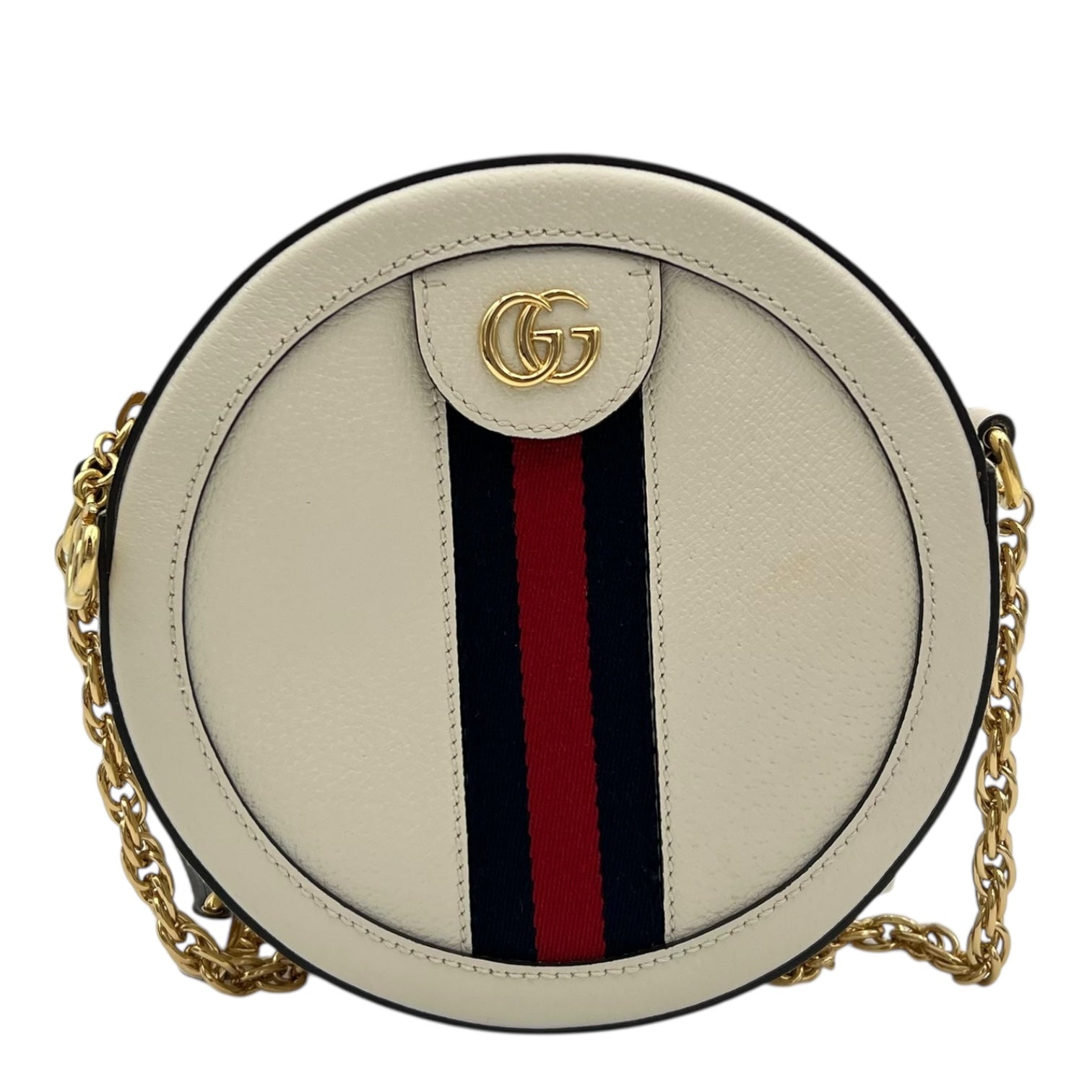 Gucci Ophidia Shoulder Bag Round White in Calfskin, Gold hardware_1