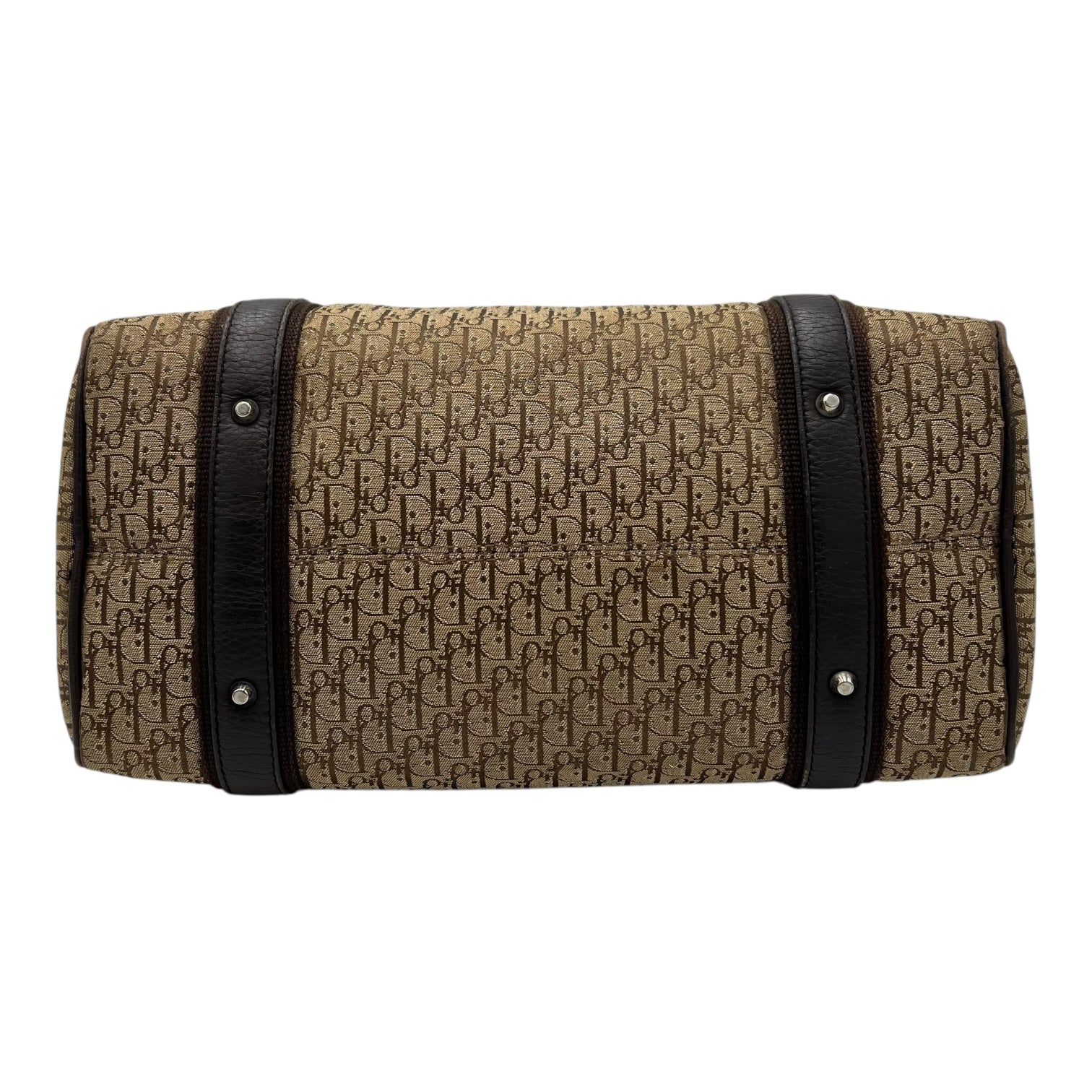 Christian Dior Trotteur Shoulder Bag Brown in Canvas, Silver hardware_5