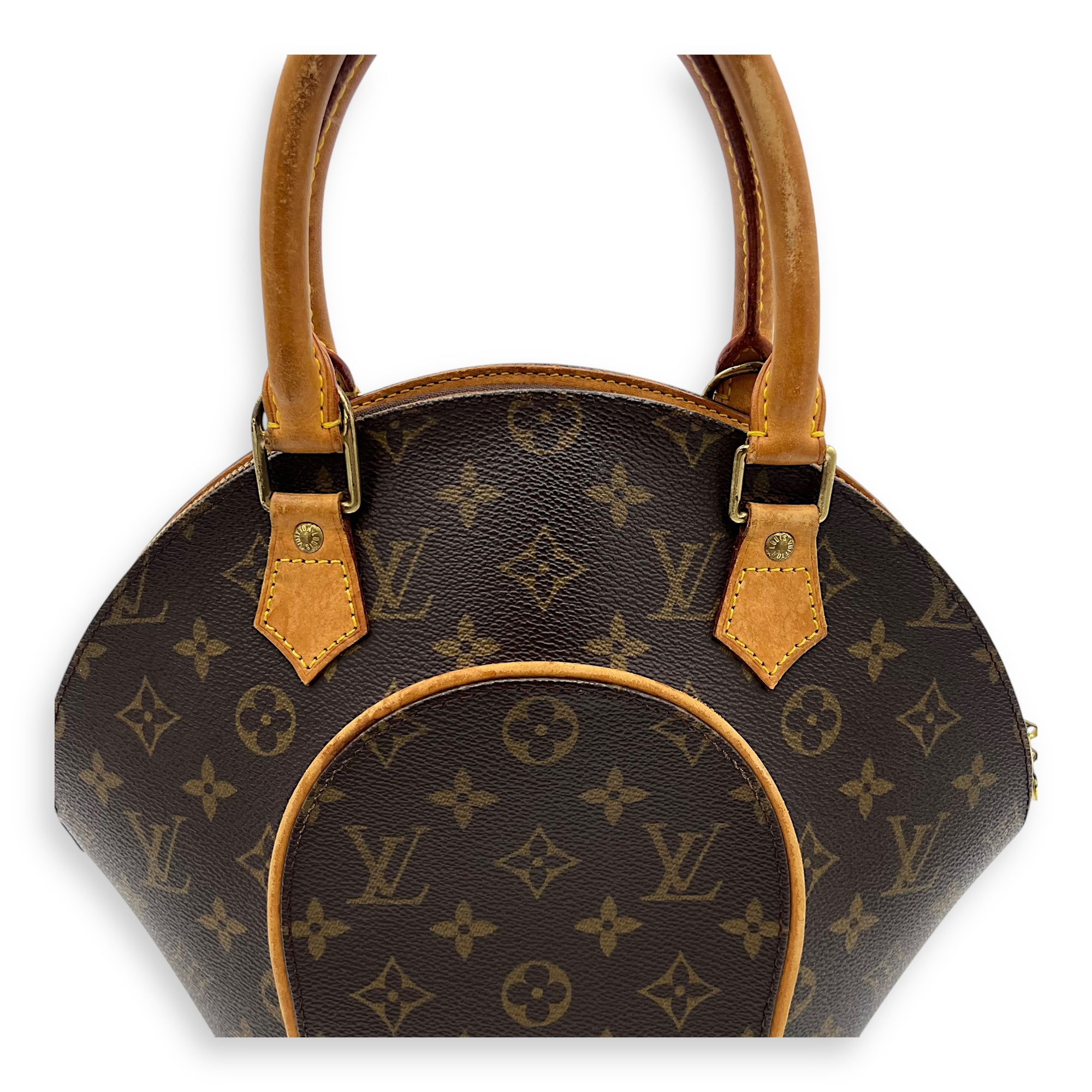 Louis Vuitton Ellipse Top Handle Bag Brown in Monogram Coated Canvas, Gold hardware_7