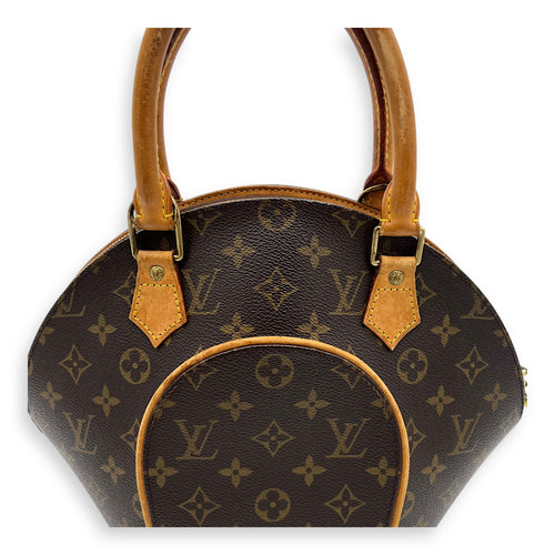 Louis Vuitton Ellipse Top Handle Bag Brown in Monogram Coated Canvas, Gold hardware_7