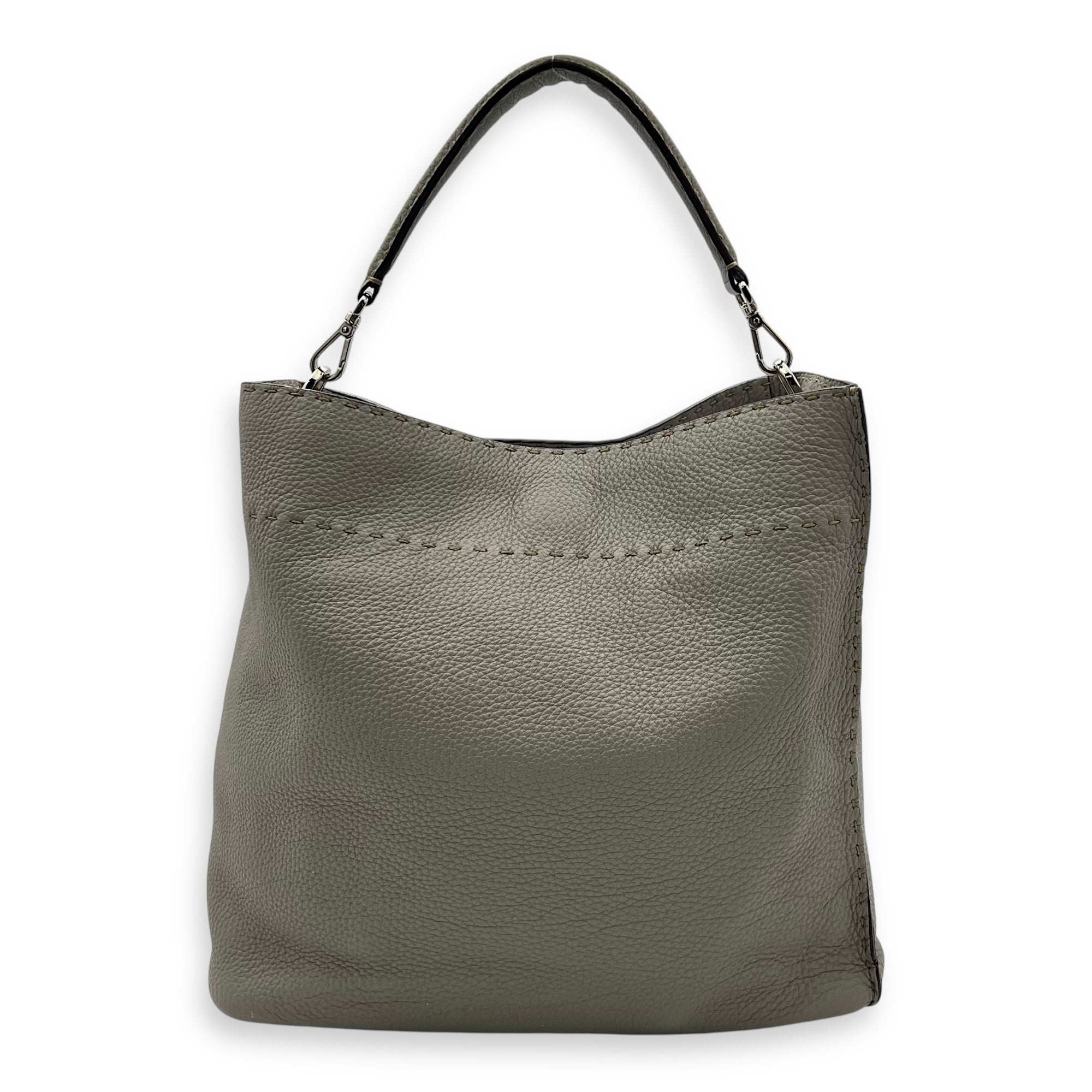Fendi Selleria Shoulder Bag White in Calfskin, Silver hardware_2