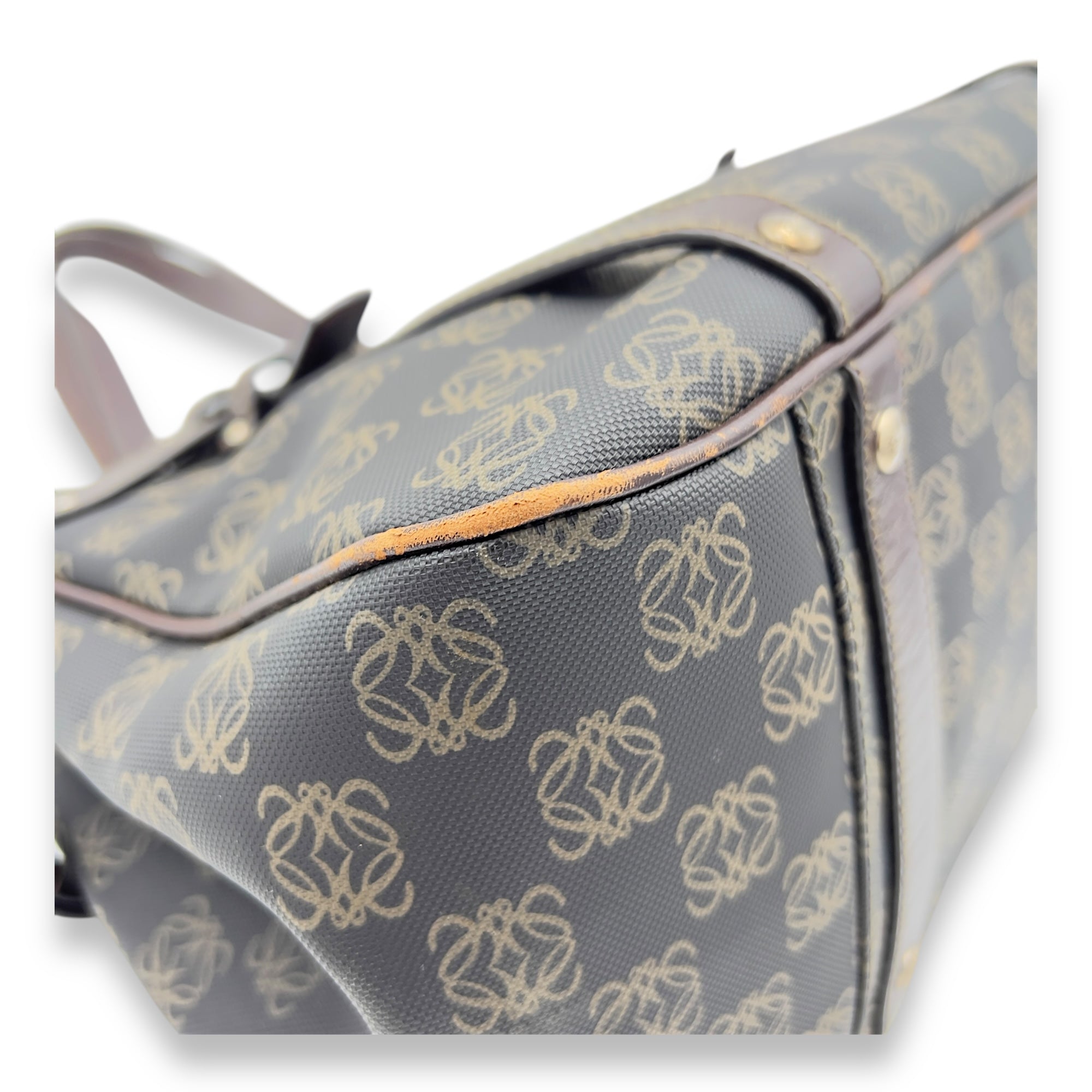 Loewe Anagram Brown Tote Bag in Coated Canvas, Gold hardware_8