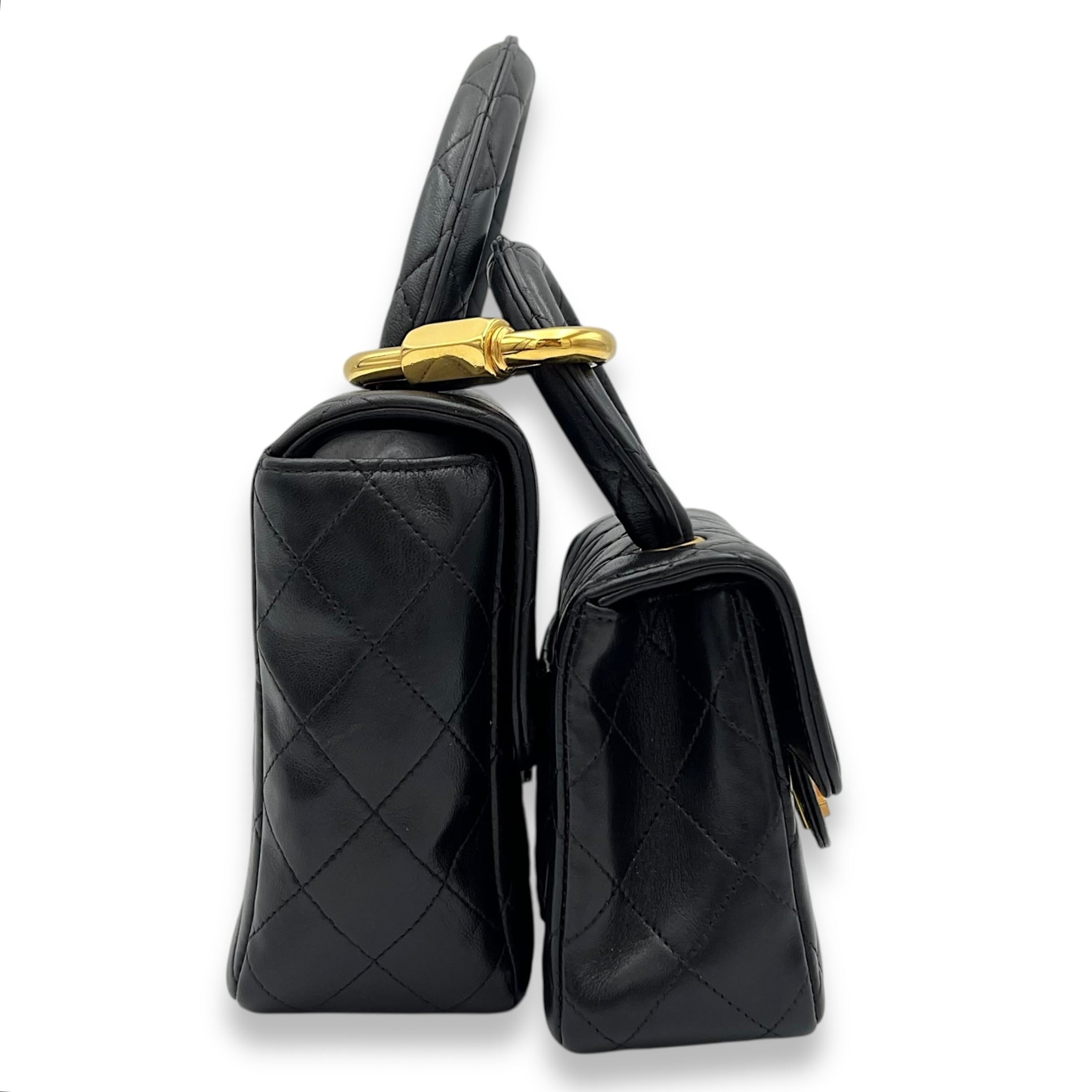 Chanel Parent Child Top Handle Bag Black in Lambskin, Gold hardware_3