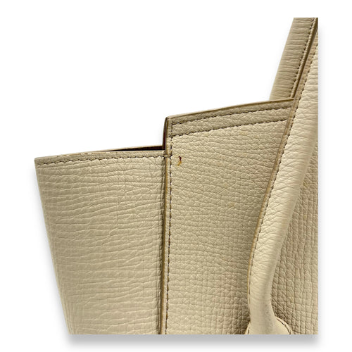 Bottega Veneta Arco White Top Handle Bag in Calfskin, Gold hardware_11