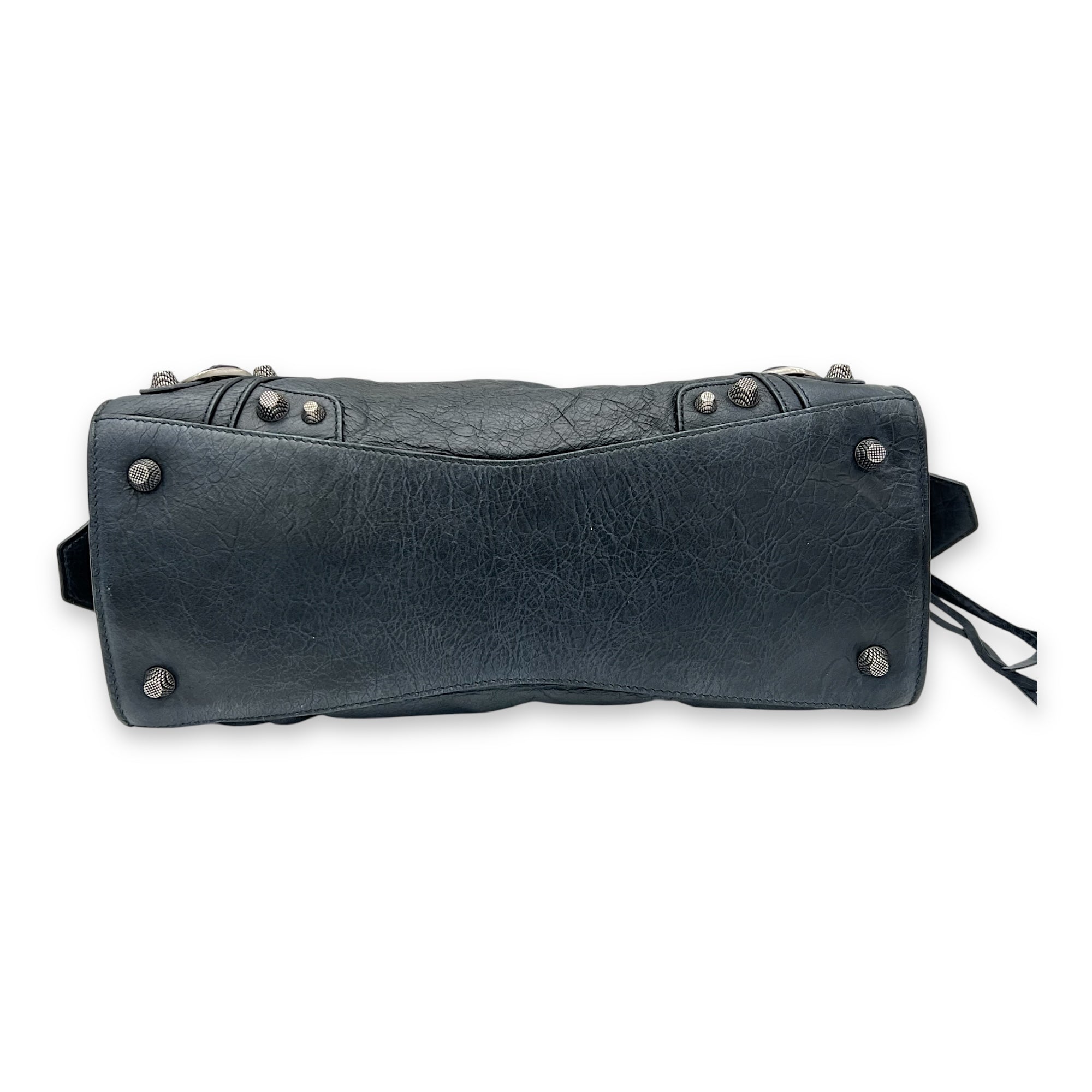 Balenciaga Neo Classic Top Handle Bag Black in Distressed Leather, Silver hardware_5