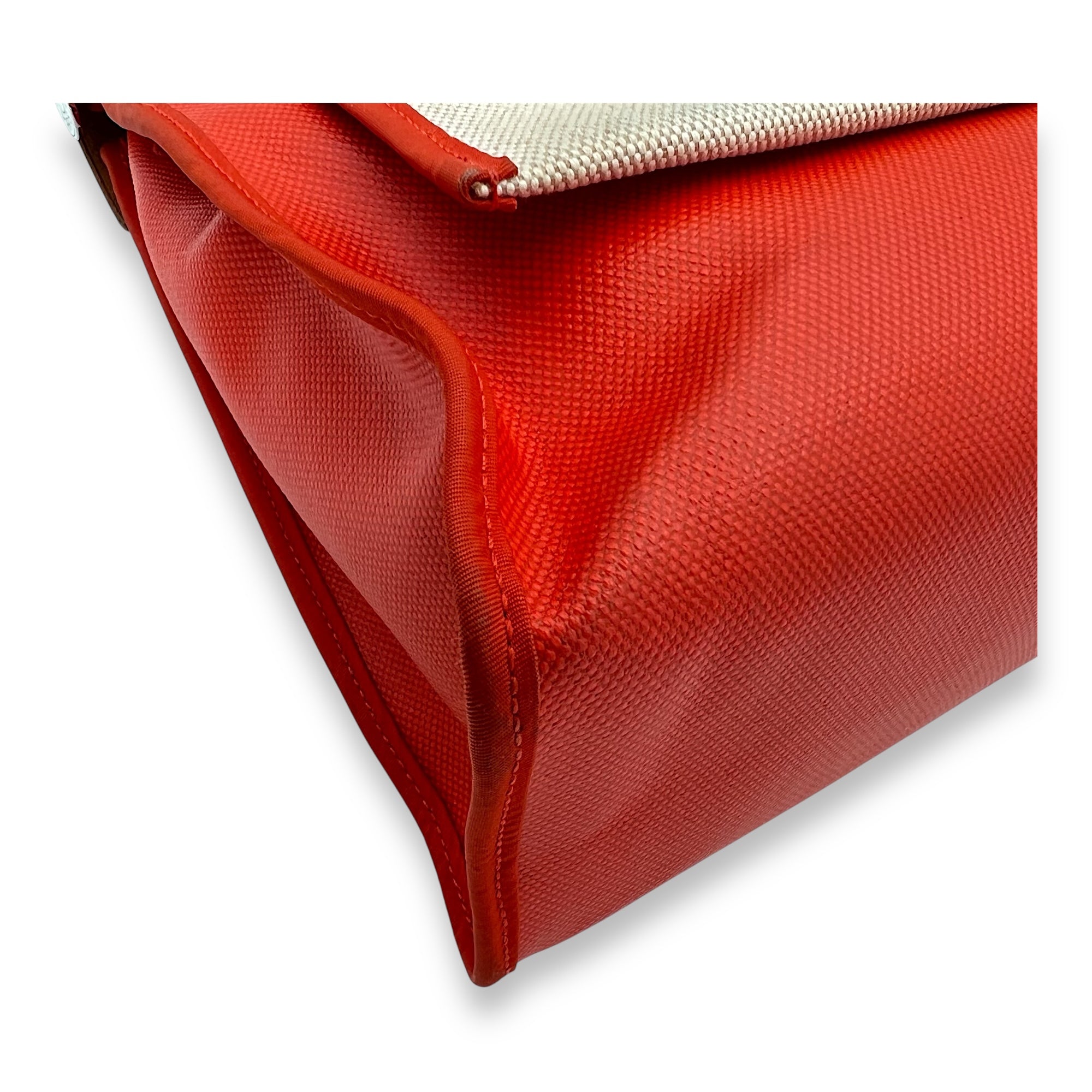 Hermès Herbag 31 Orange Mecano/ Ecru-beige/ Fauve Shoulder Bag in Toile, Palladium hardware_9