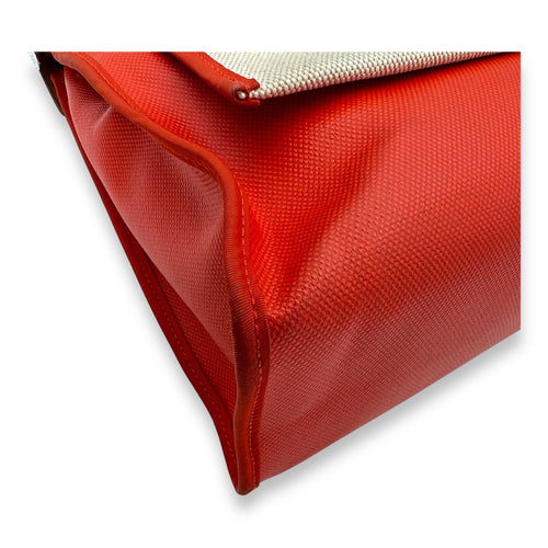 Hermès Herbag 31 Orange Mecano/ Ecru-beige/ Fauve Shoulder Bag in Toile, Palladium hardware_9