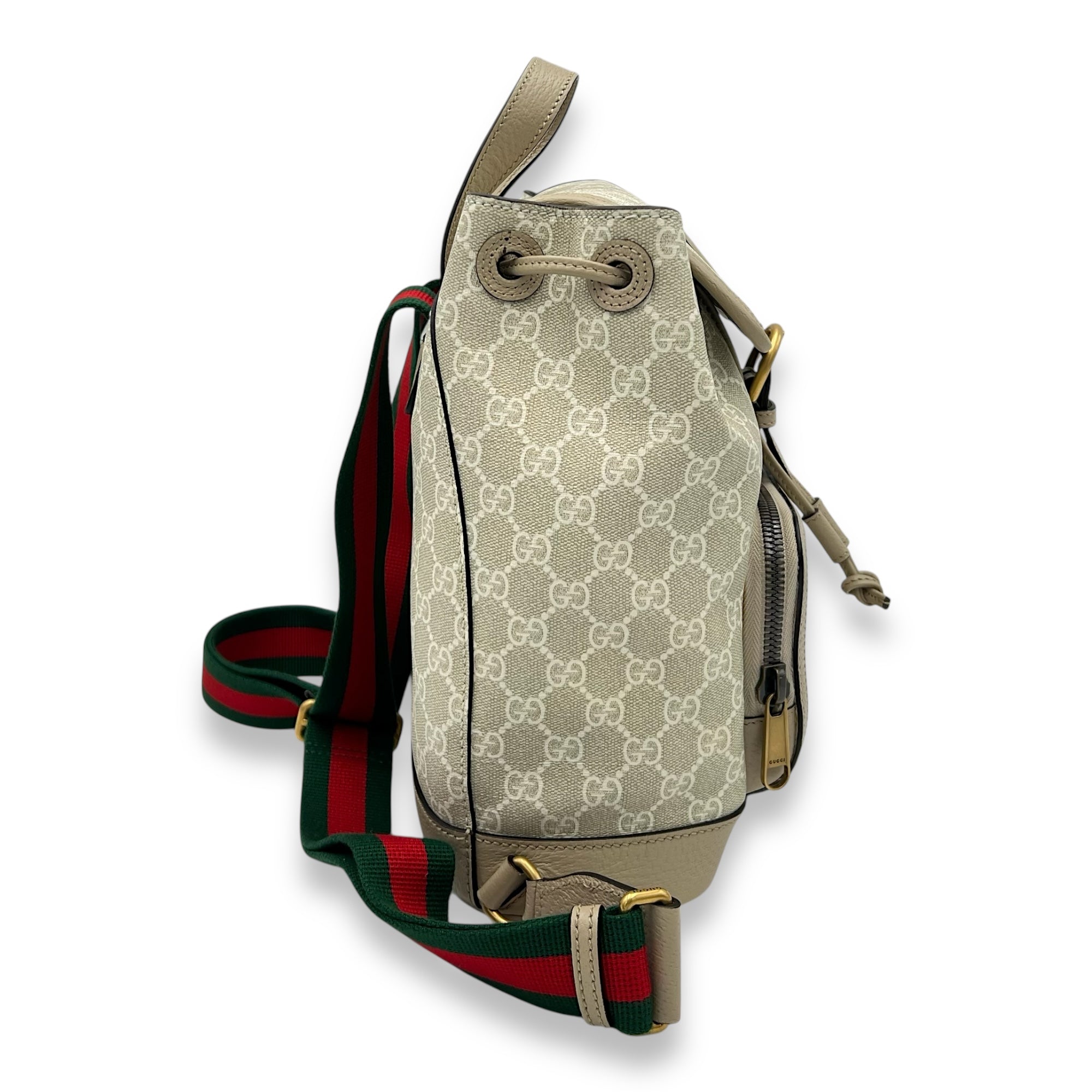 Gucci GG Supreme White Backpack in Coated Canvas, Gold hardware_3