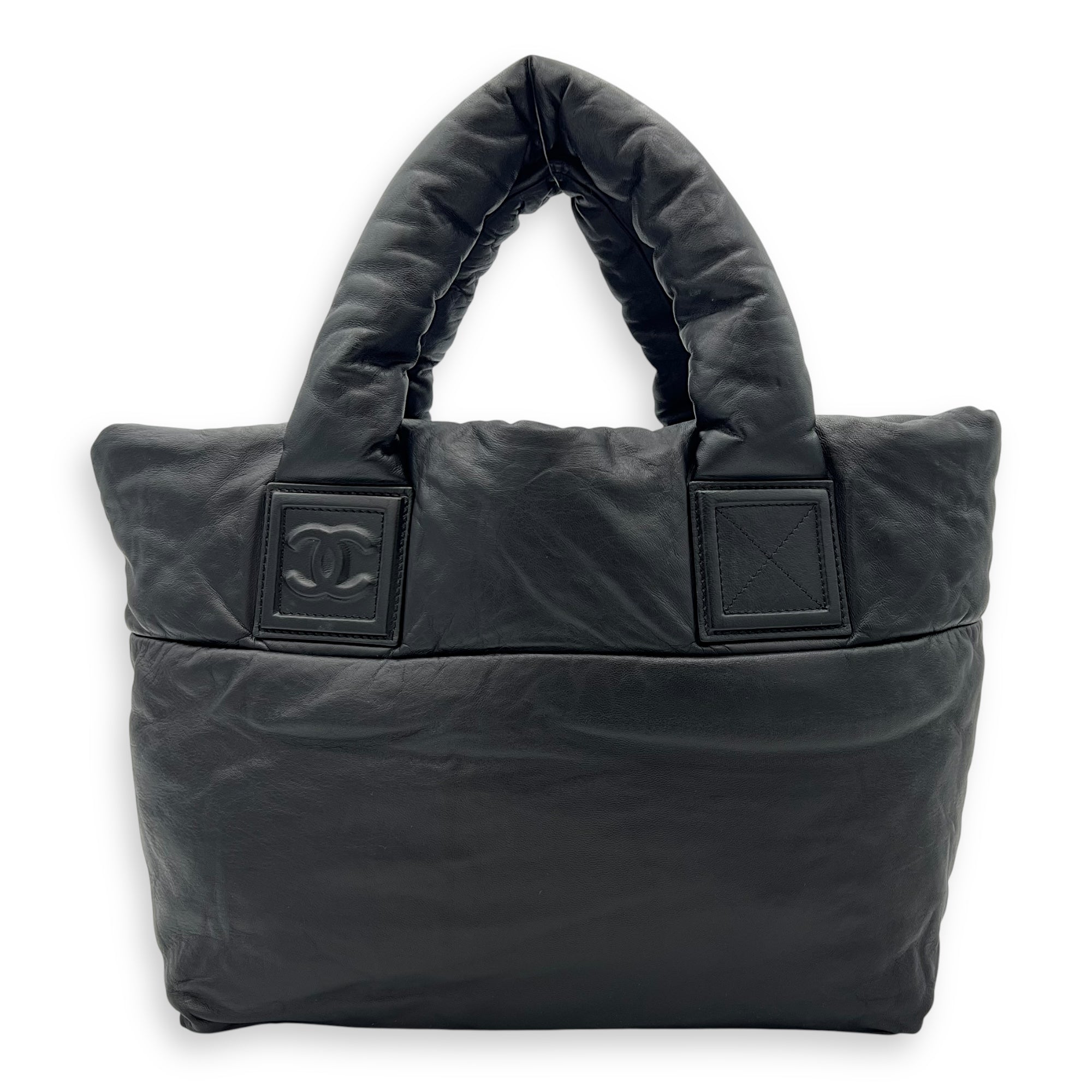 Chanel Reversible Cocoon Black Top Handle Bag in Calfskin, Silver hardware_1