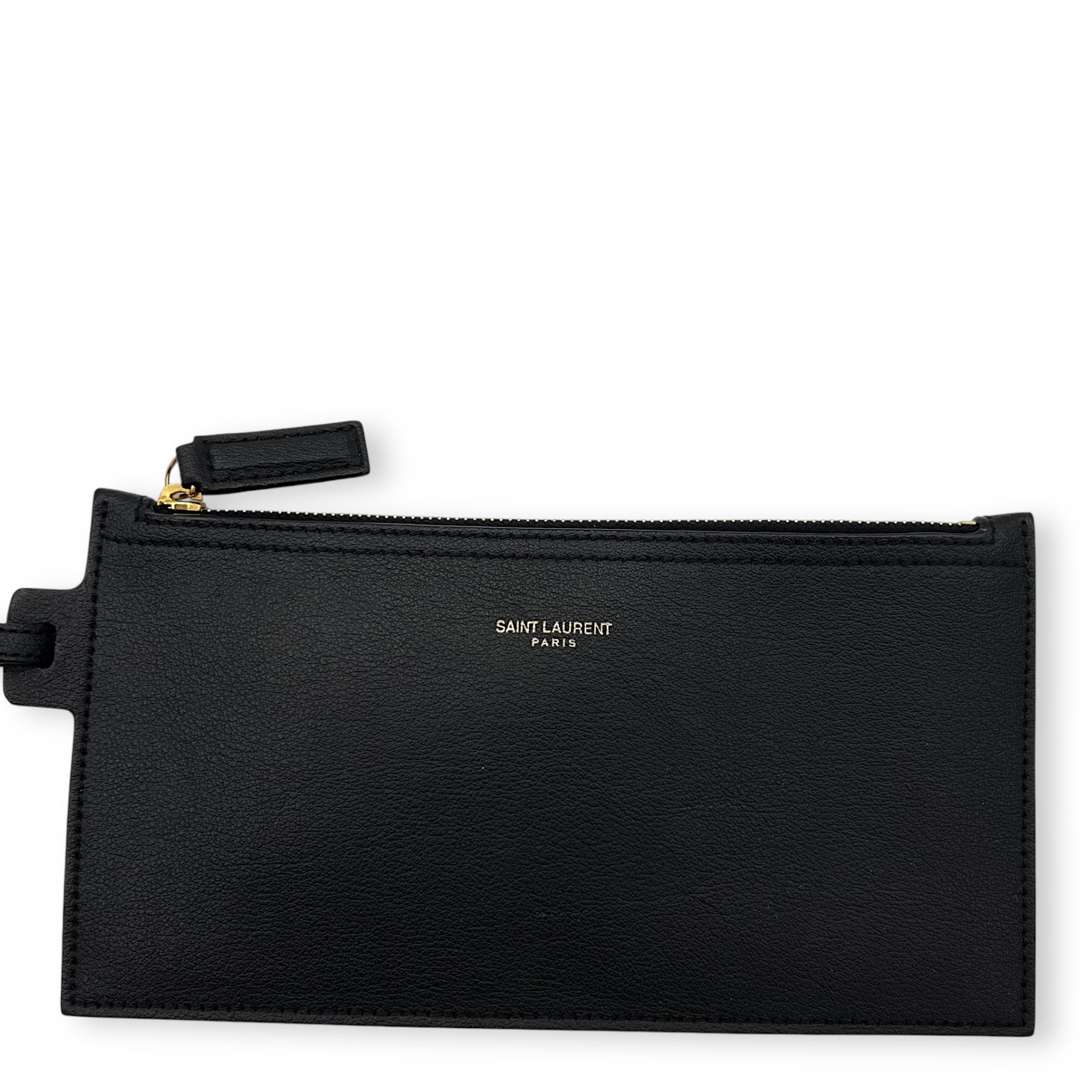 Saint Laurent Logo Tote Bag Black in Calfskin, Gold hardware_19