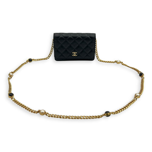 Chanel CC Curb Thick Chain Wallet On Chain Black in Lambskin, Gold hardware_10
