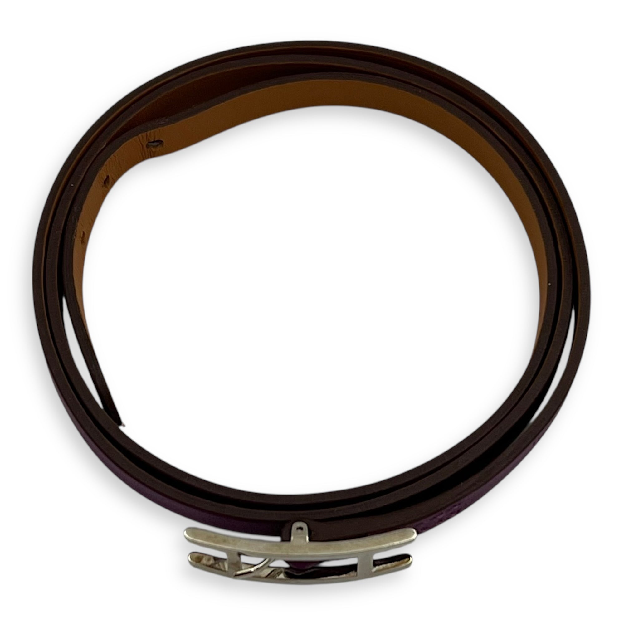 Hermès Behapi Double tour Purple in Calfskin, Palladium hardware_5