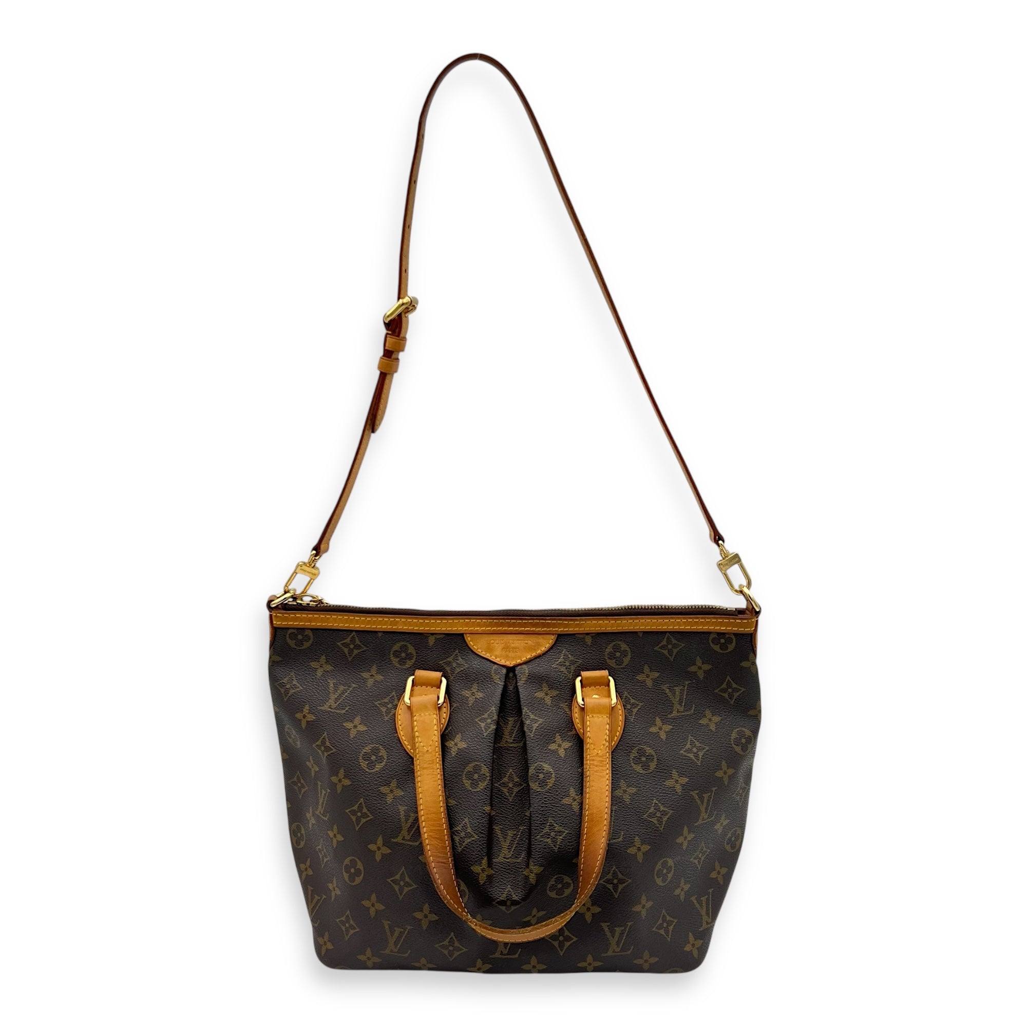 Louis Vuitton Palermo Top Handle Bag PM Brown in Monogram Coated Canvas, Gold hardware_15