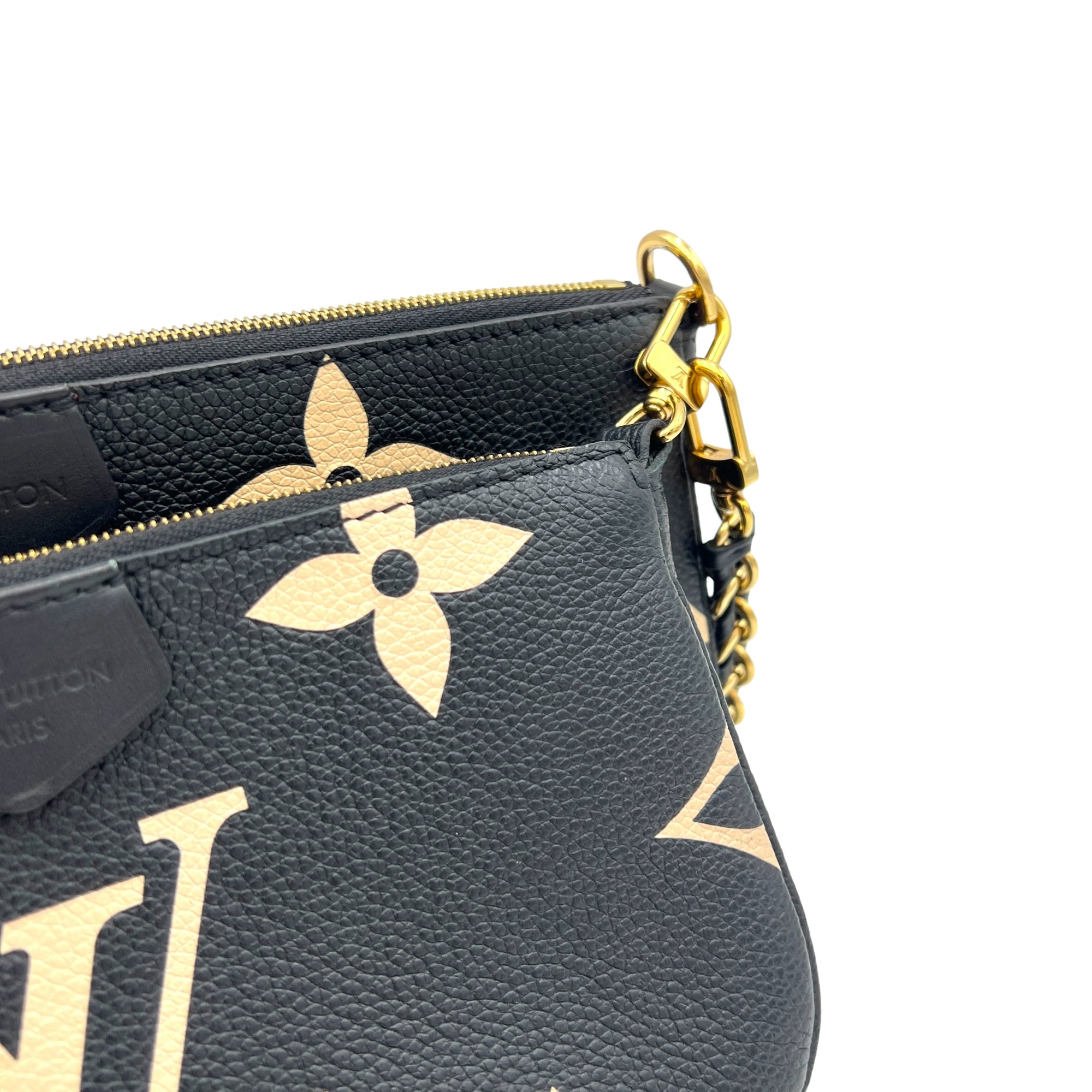 Multi-Pochette Accessoires Black Crossbody Bag in Empreinte Leather, Gold hardware