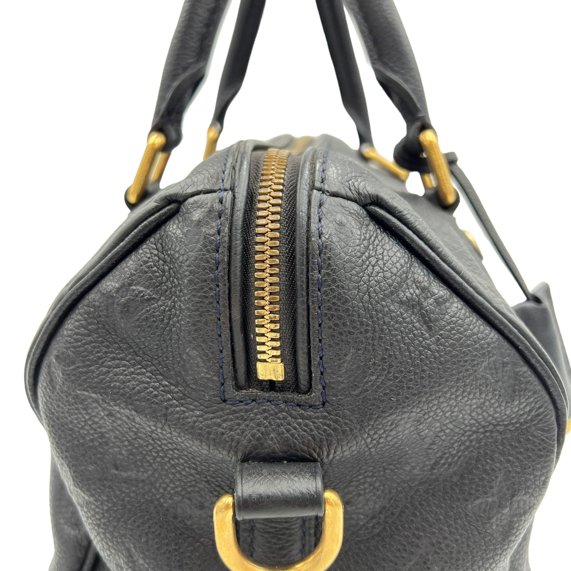 Speedy Bandouliere 25 Black Top Handle Bag in Monogram Empreinte Leather, Gold hardware