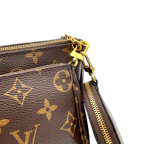 Multi-Pochette Accessoires Brown Crossbody Bag in Monogram Coated Canvas, Gold hardware