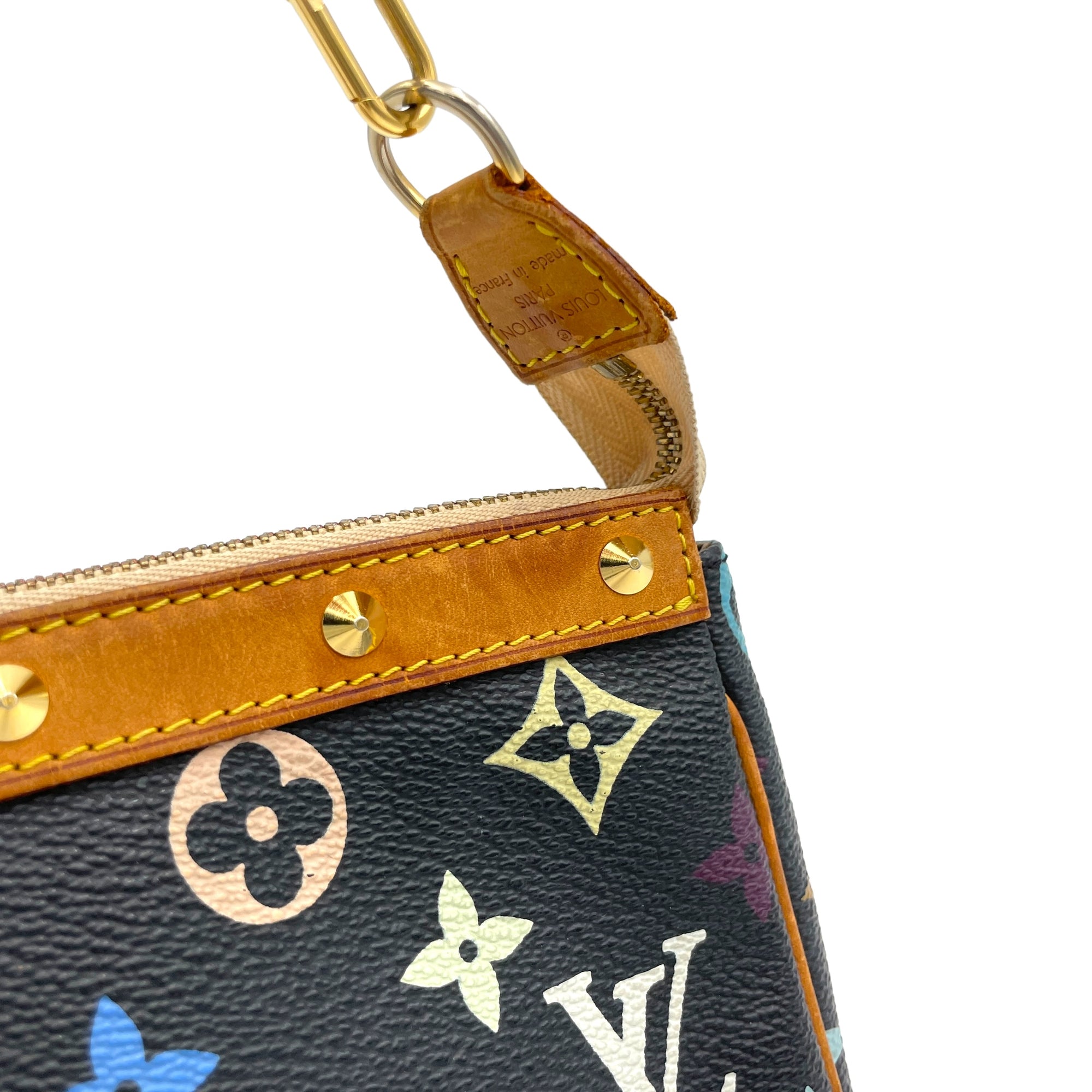 Takashi Murakami Pochette Accessoires Black Shoulder Bag in Monogram Coated Canvas, Gold hardware