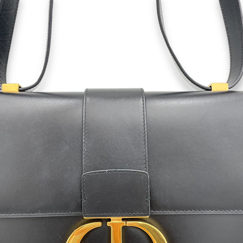 30 Montaigne Medium Black Crossbody Bag in Calfskin, Gold hardware