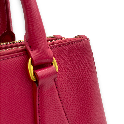 Galleria Small Pink Top Handle Bag in Saffiano Leather, Gold hardware