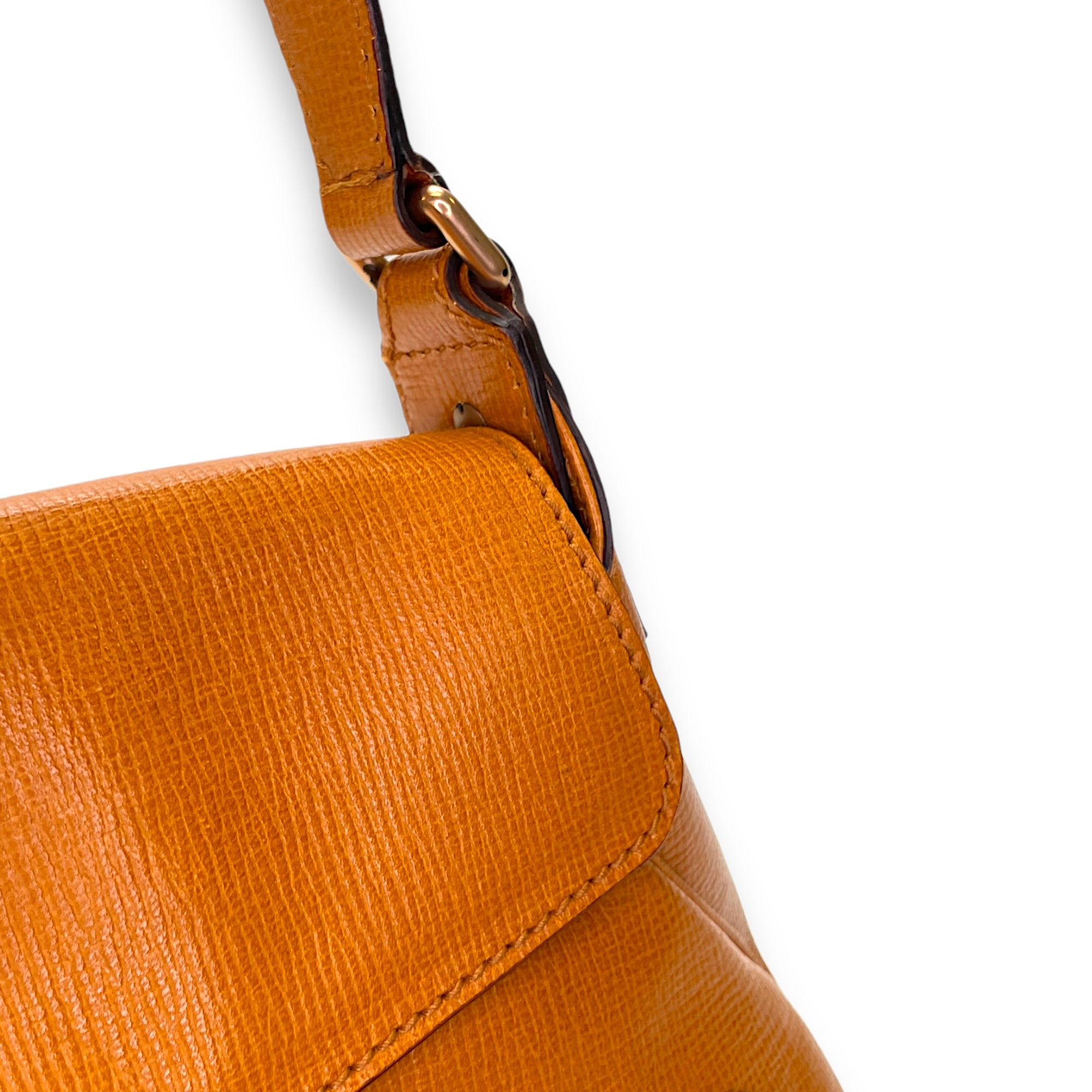 Horsebit Orange Shoulder Bag in Calfskin, Rose Gold hardware