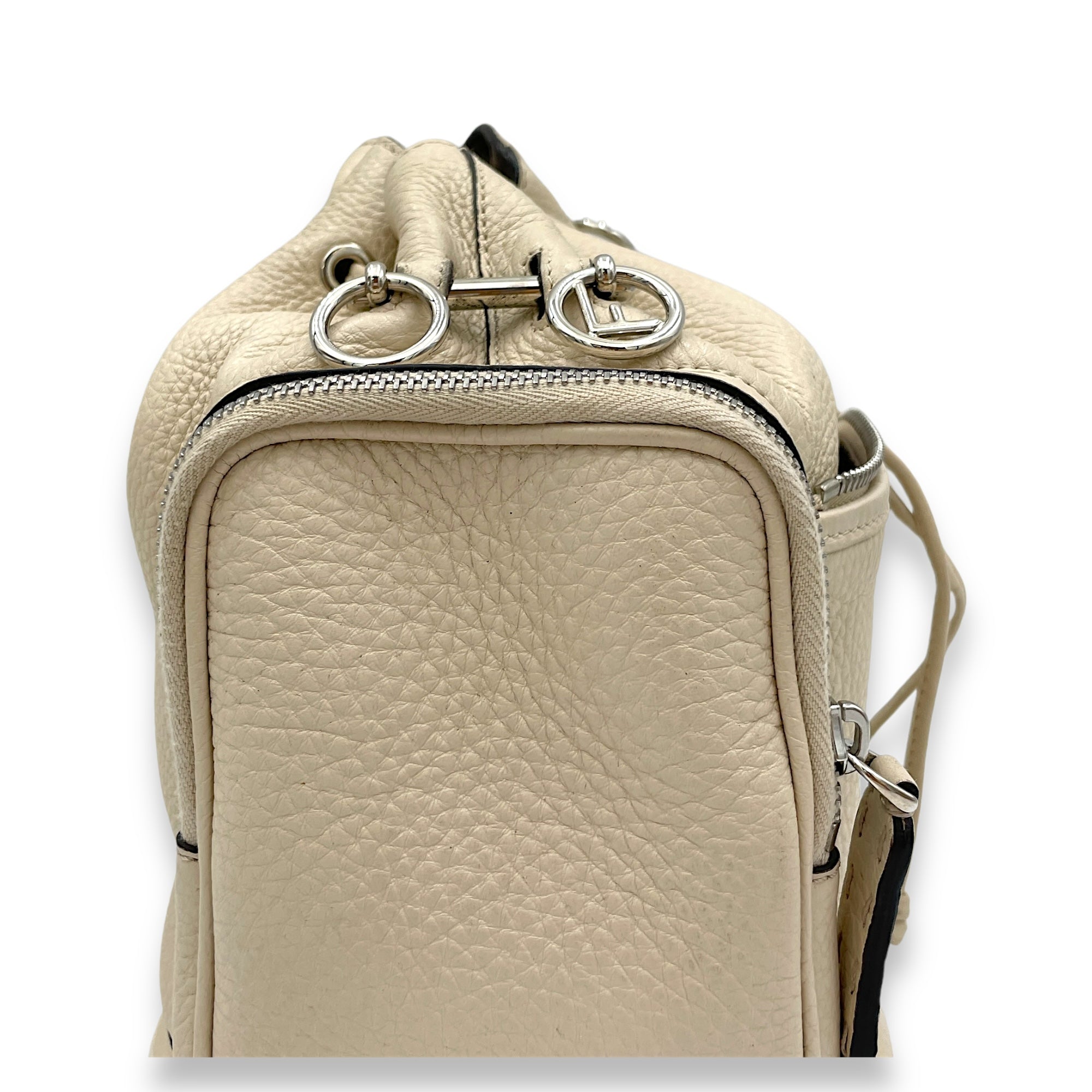 Mon Tresor Beige Bucket Bag in Calfskin, Silver hardware