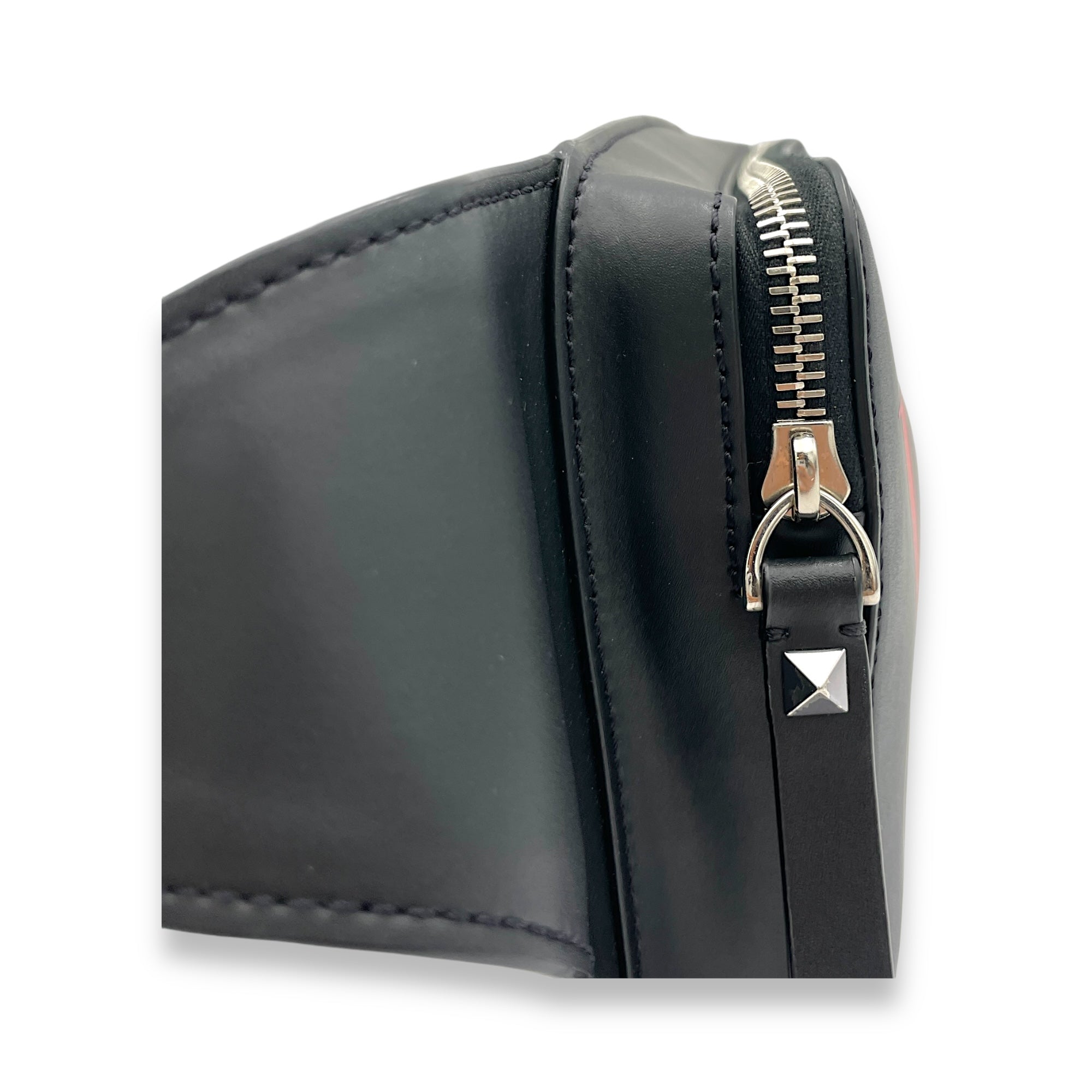 VLTN Black Belt Bag in Calfskin, Silver hardware