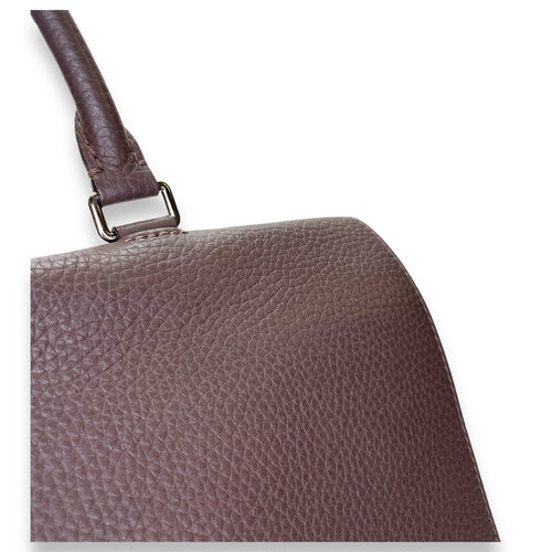 Volta Top Handle Bag Brown in Taurillon Leather, Silver hardware