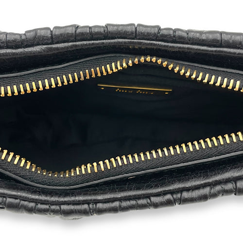 Matelassé Clutch Small Black in Calfskin, Gold hardware