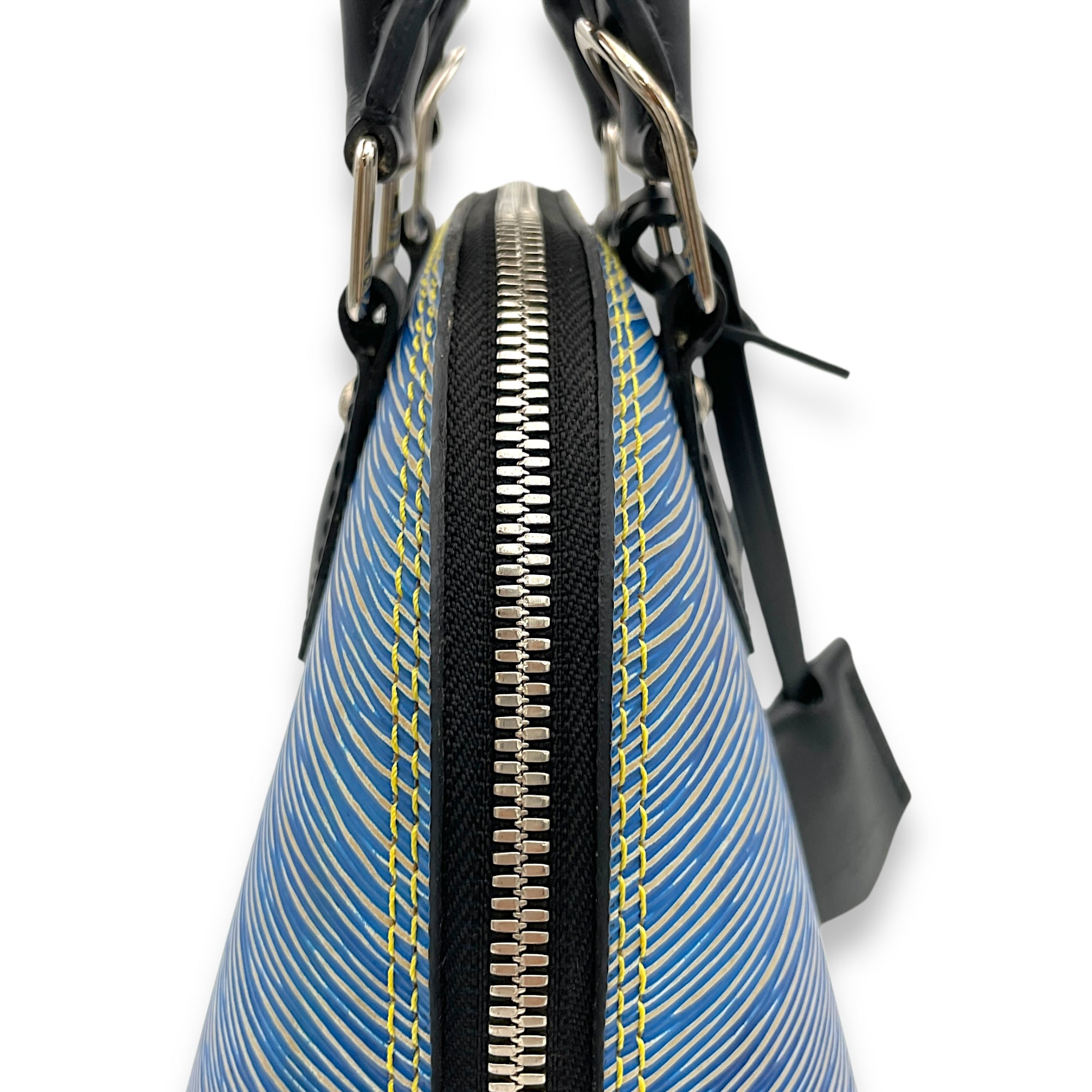 Alma Top Handle Bag Blue in Epi Leather, Silver hardware