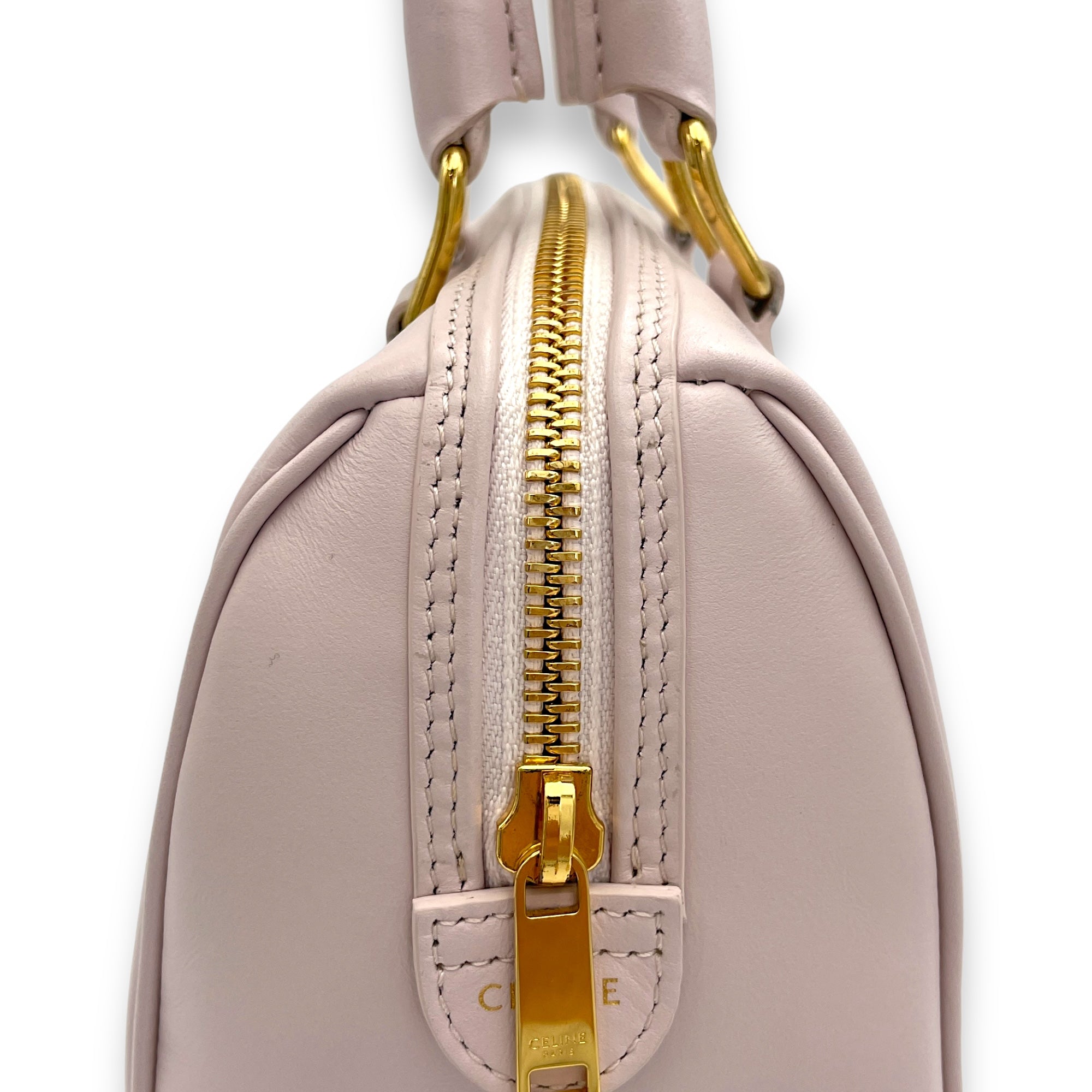 Boston Small Purple Top Handle Bag in Calfskin, Gold hardware