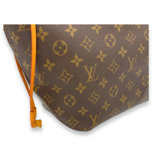 Neverfull MM Brown Tote Bag in Monogram Coated Canvas, Gold hardware