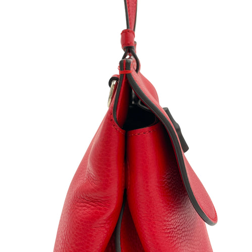 Bamboo Top Handle Bag Red in Calfskin, Silver hardware