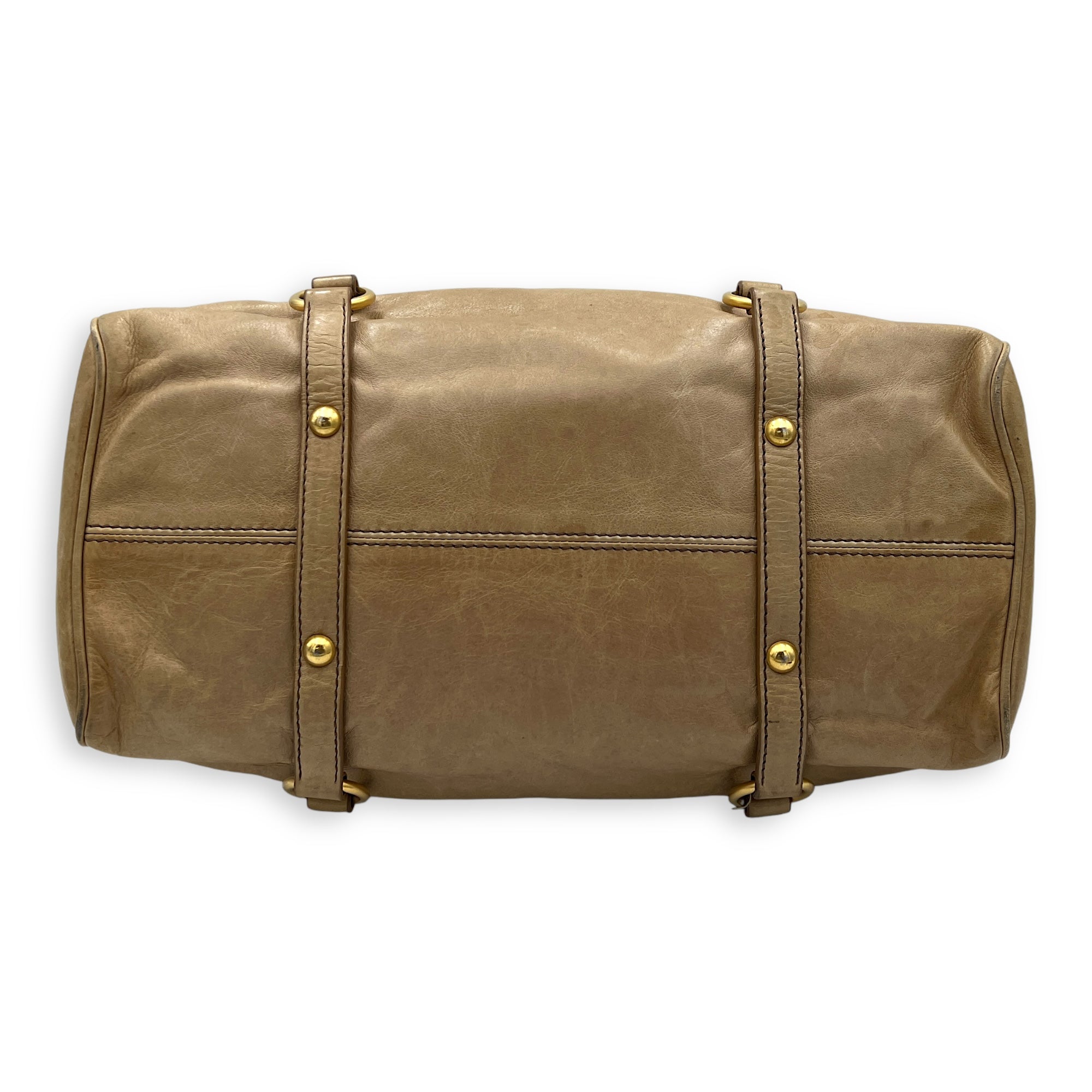 Vitello Lux Bow Shoulder Bag Brown in Calfskin, Gold hardware