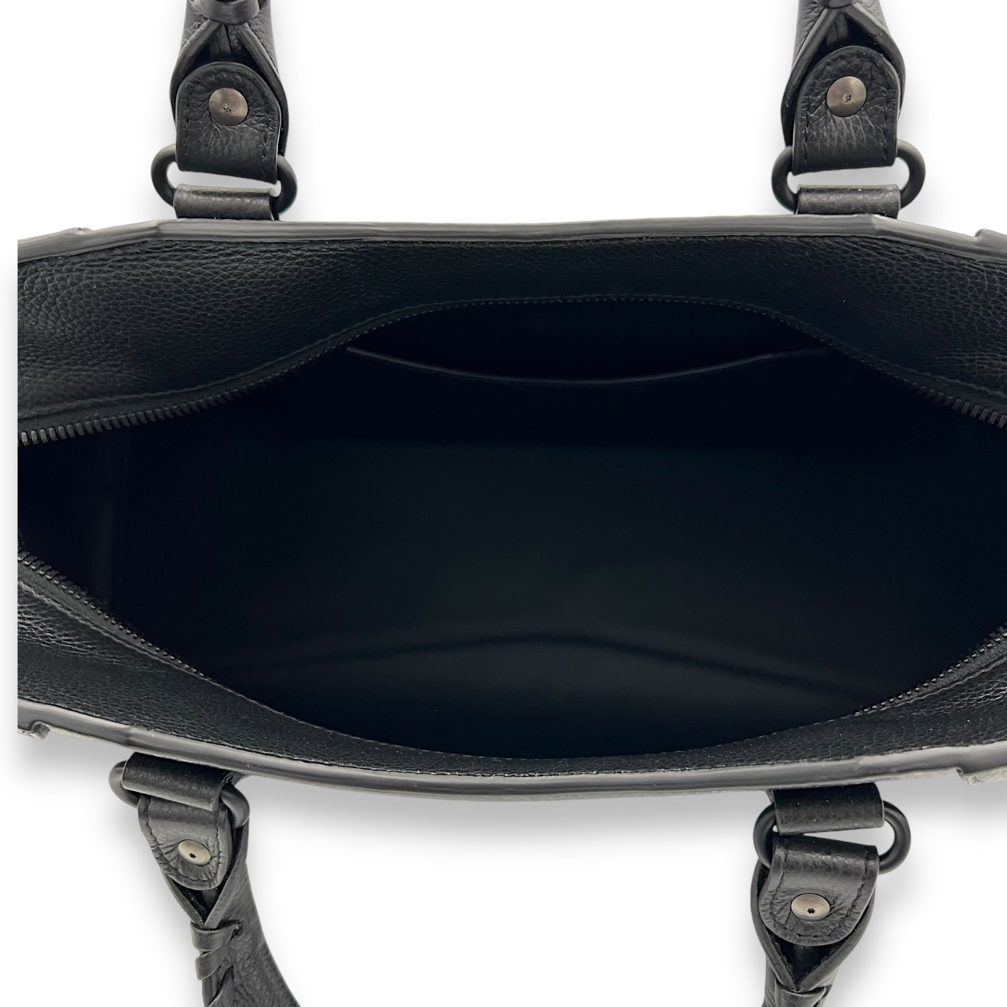 Neo Classic Top Handle Bag Black in Calfskin, Gunmetal hardware