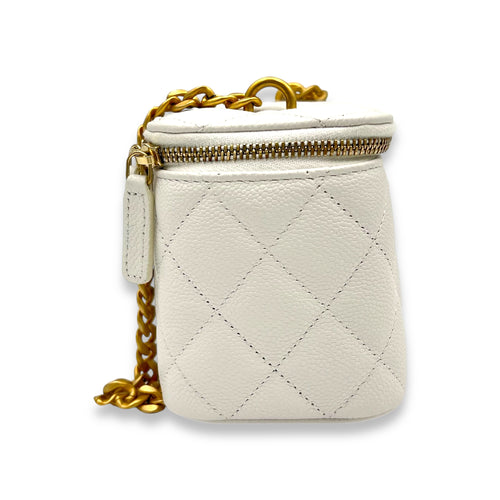 CC White Vanity Bag in Caviar Leather, Gold hardware