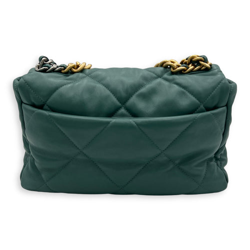 C19 Small Green Crossbody Bag in Goat Leather, Gold hardware